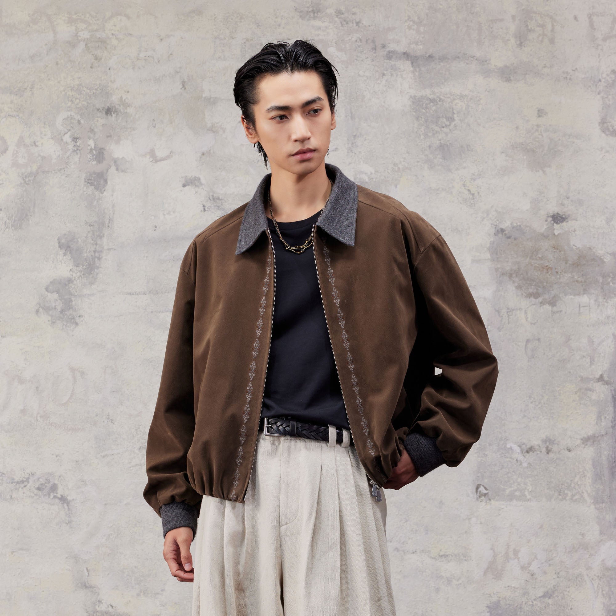 ALVNG AR ANTS Contrast Collar Totem Embroidered Jacket