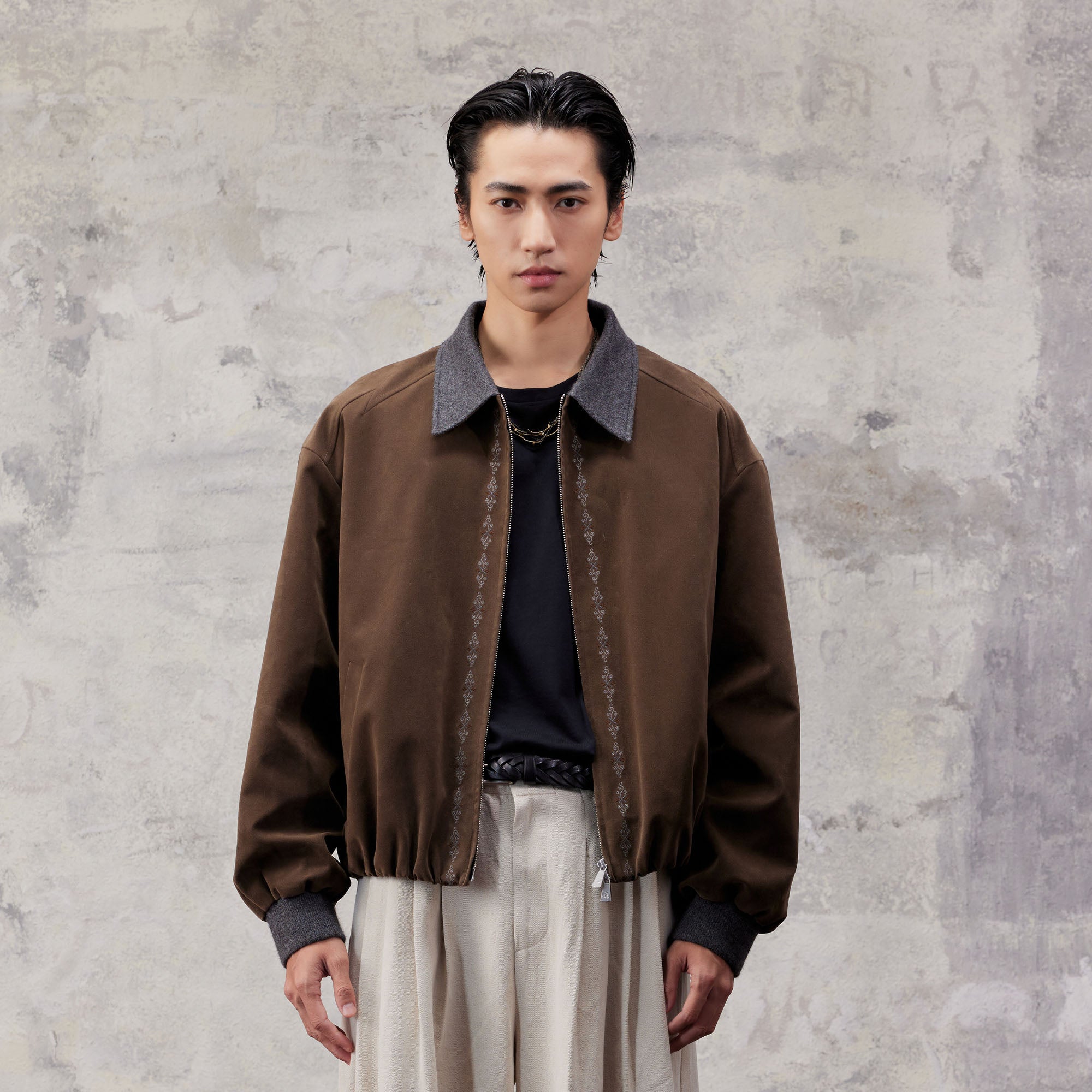 ALVNG AR ANTS Contrast Collar Totem Embroidered Jacket