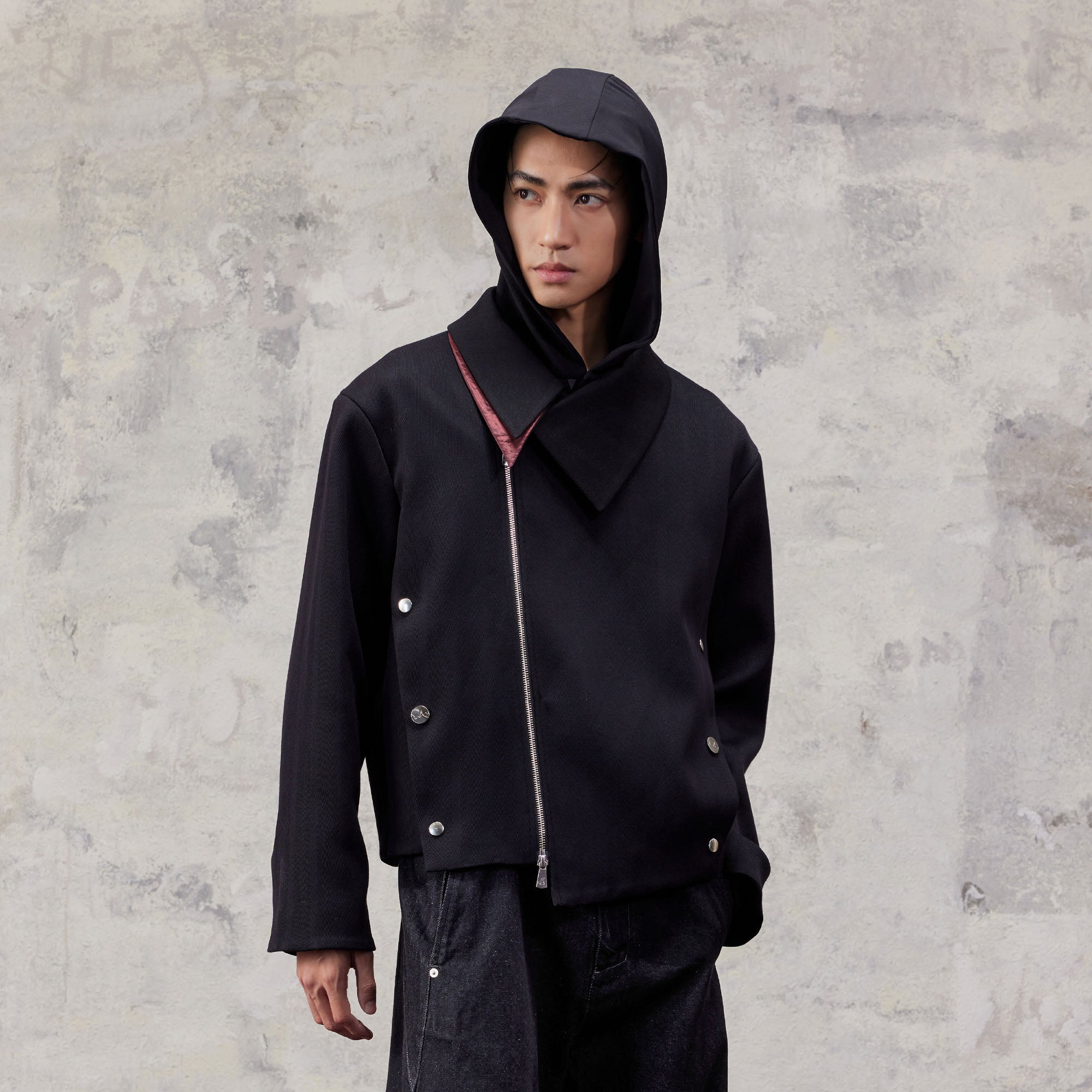 ALVNG AR ANTS Asymmetric Dual-Zip Layered Collar Jacket