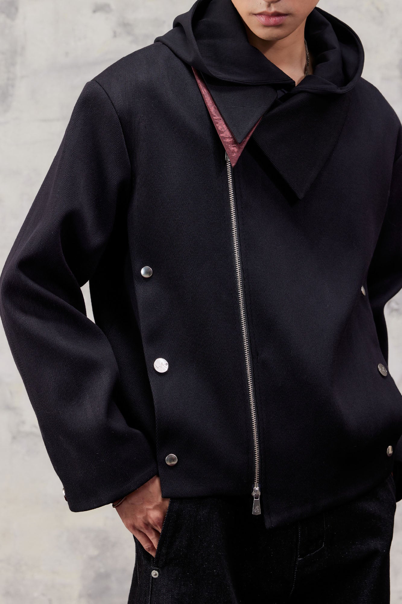 ALVNG AR ANTS Asymmetric Dual-Zip Layered Collar Jacket