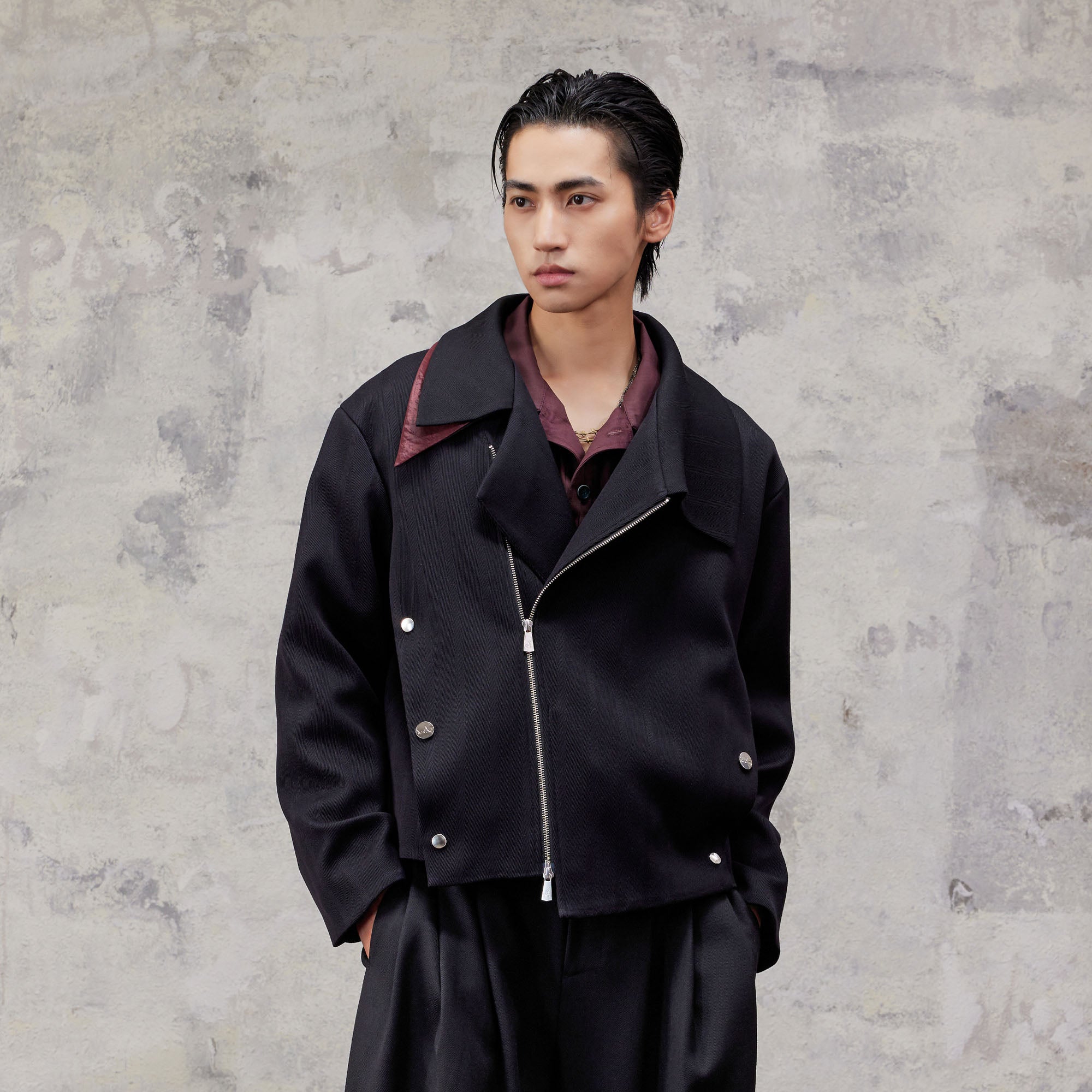 ALVNG AR ANTS Asymmetric Dual-Zip Layered Collar Jacket
