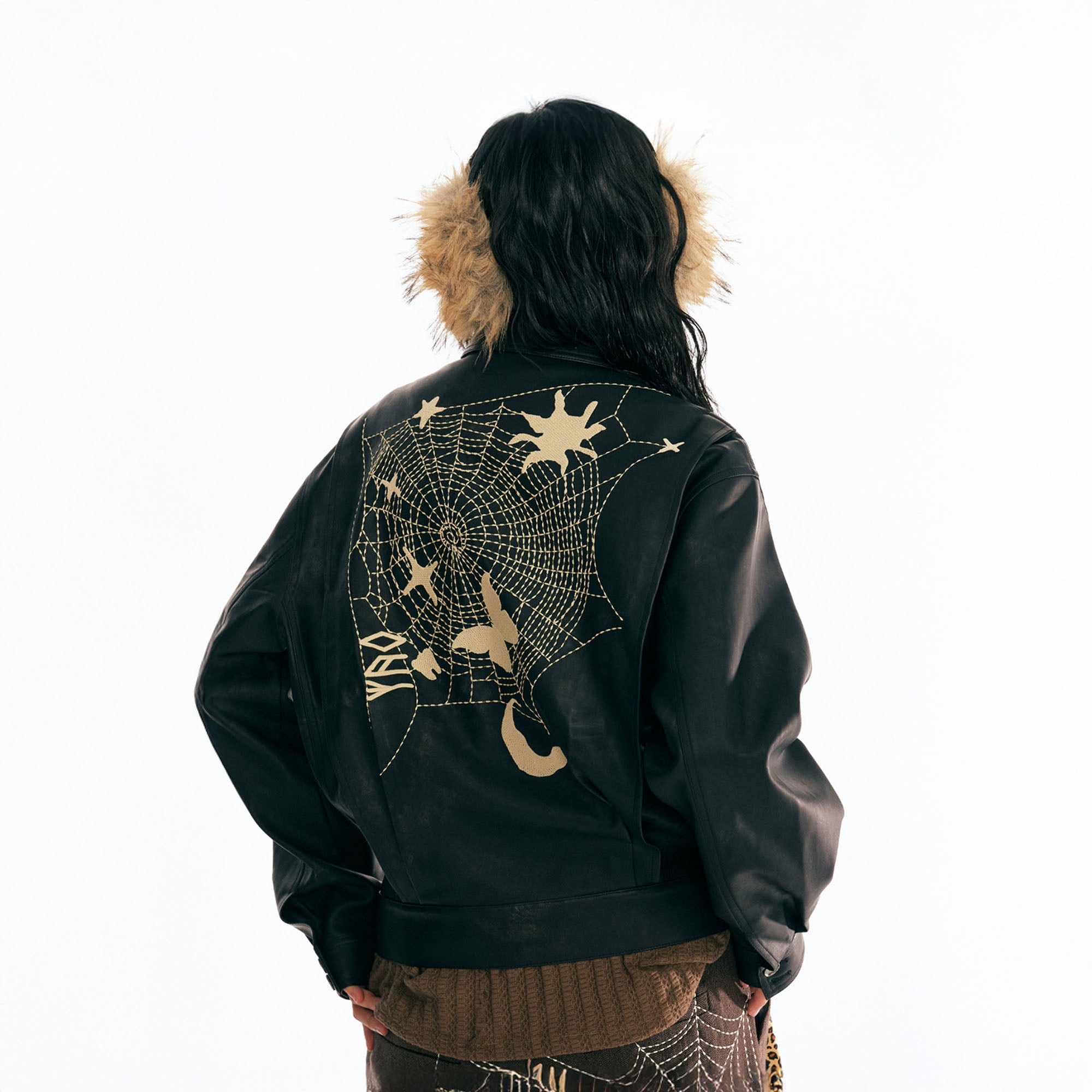 1997 POSTOFFICE Dreamcatcher Graphic Faux Leather Jacket, premium urban and streetwear designers apparel on PROJECTISR.com, 1997 POSTOFFICE