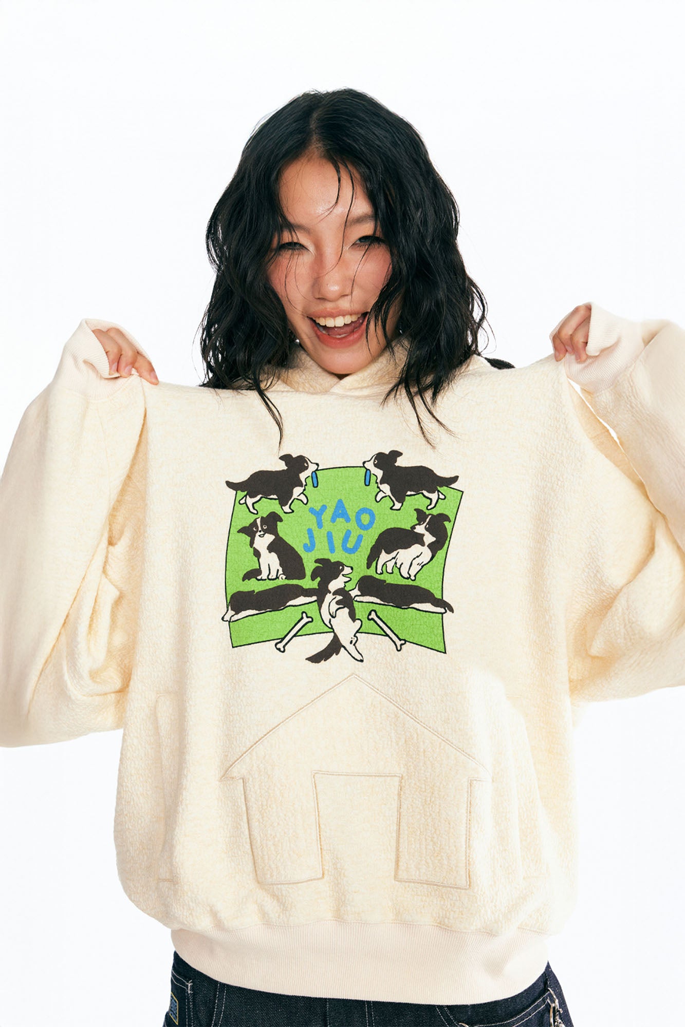 1997 POSTOFFICE Puppy Paradise Graphic Oversized Hoodie, premium urban and streetwear designers apparel on PROJECTISR.com, 1997 POSTOFFICE