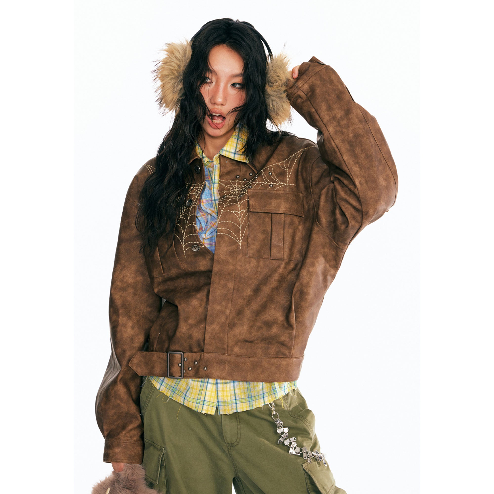 1997 POSTOFFICE Dreamcatcher Graphic Faux Leather Jacket, premium urban and streetwear designers apparel on PROJECTISR.com, 1997 POSTOFFICE