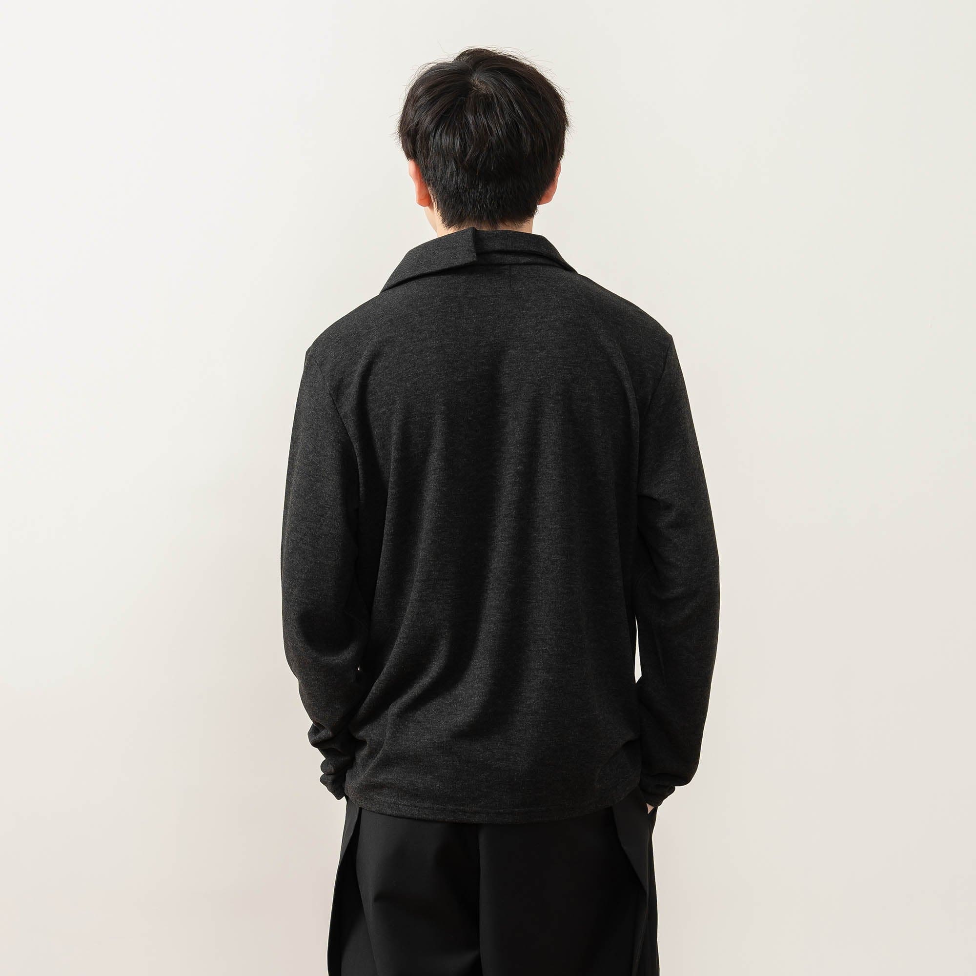 MOITIEDEPETALE Asymmetrical Collar Stitch Spliced Pullover
