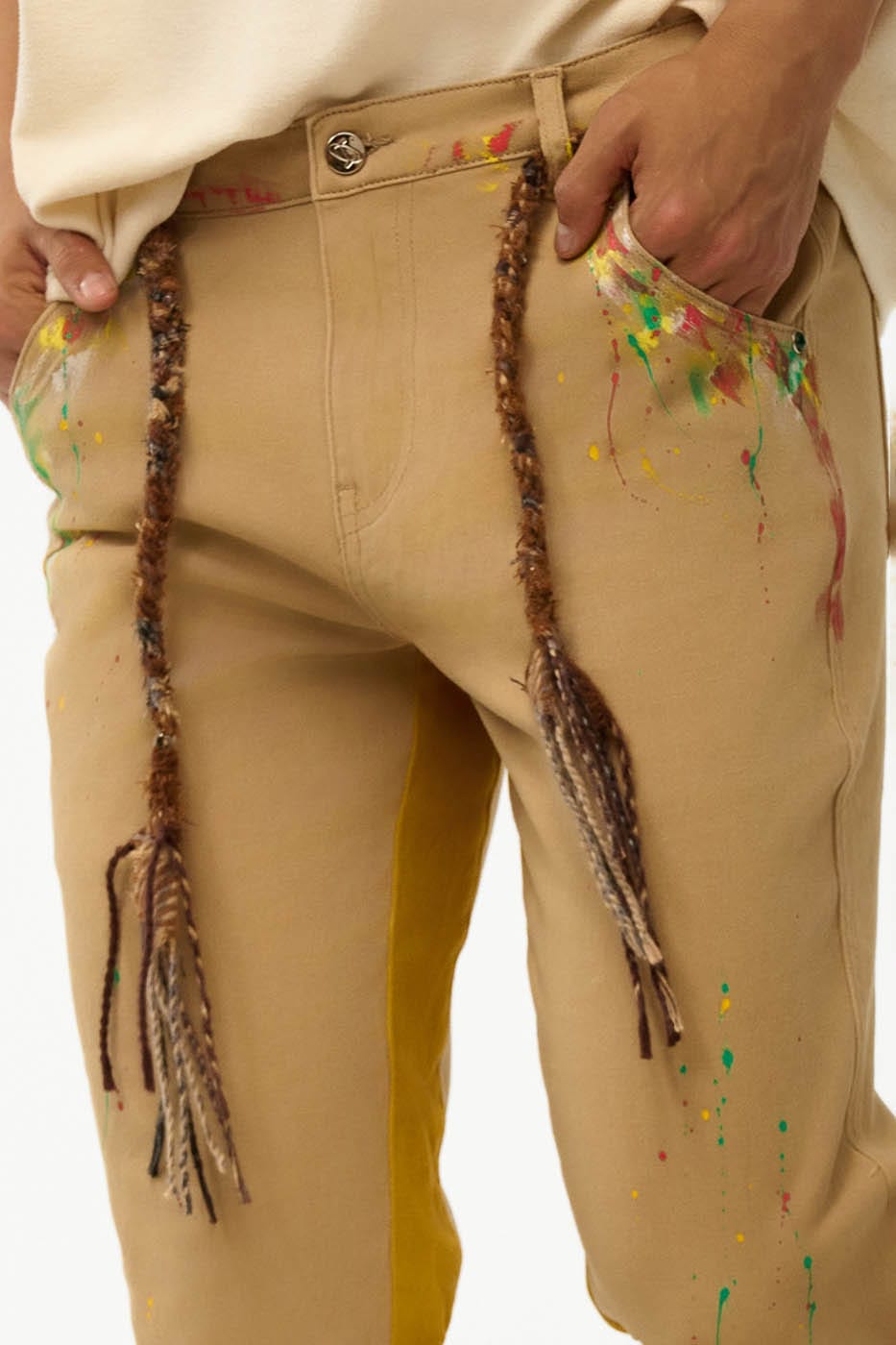 REDH Paint-Splattered Spliced Straight-Leg Pants