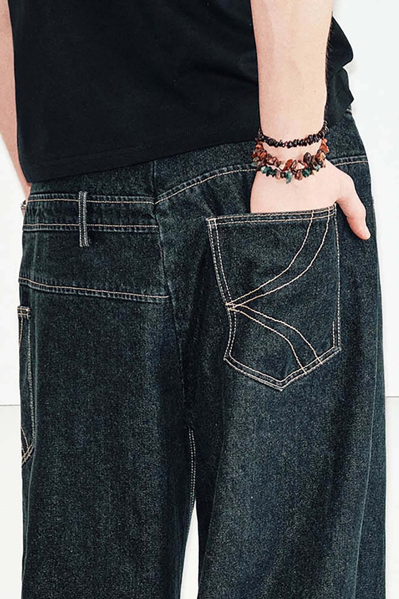 KREATE Misaligned Deconstructed Straight-Leg Jeans