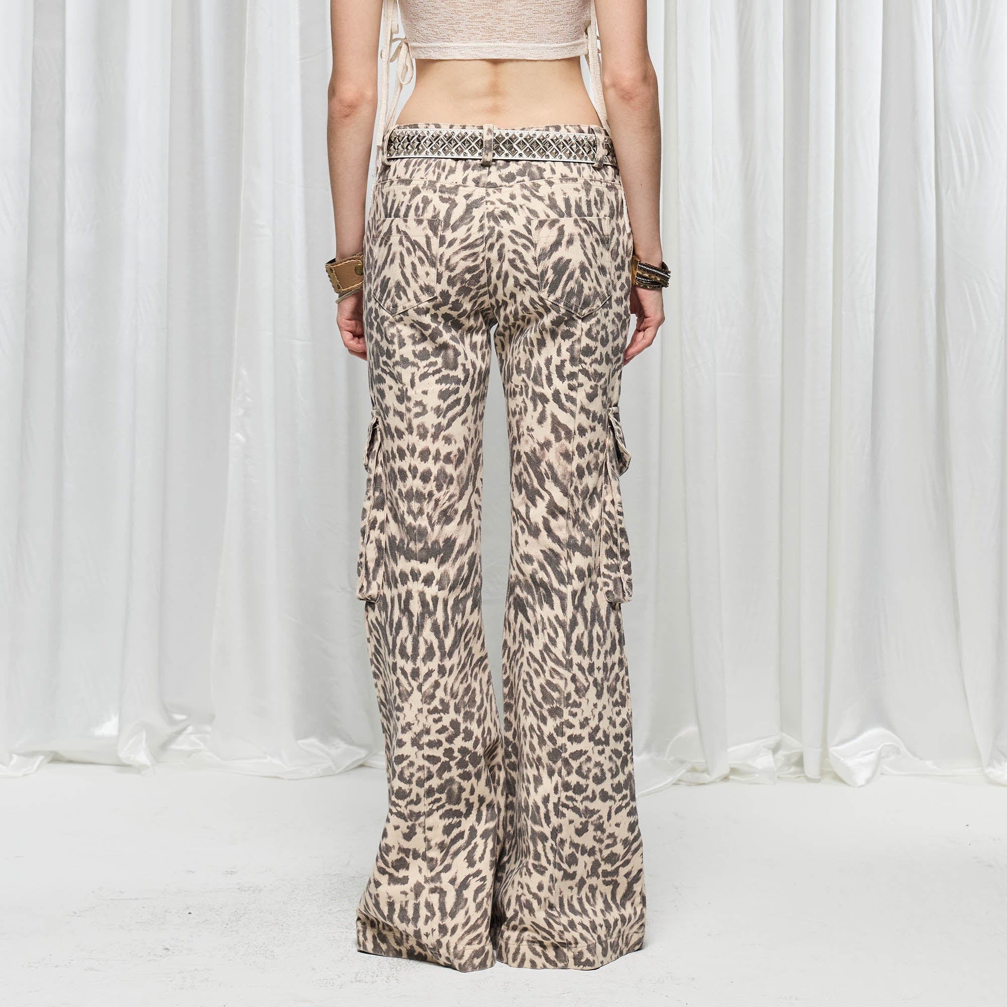 DND4DES×Faychui Leopard Lace-Up Multi-pocket Straight-Leg Pants