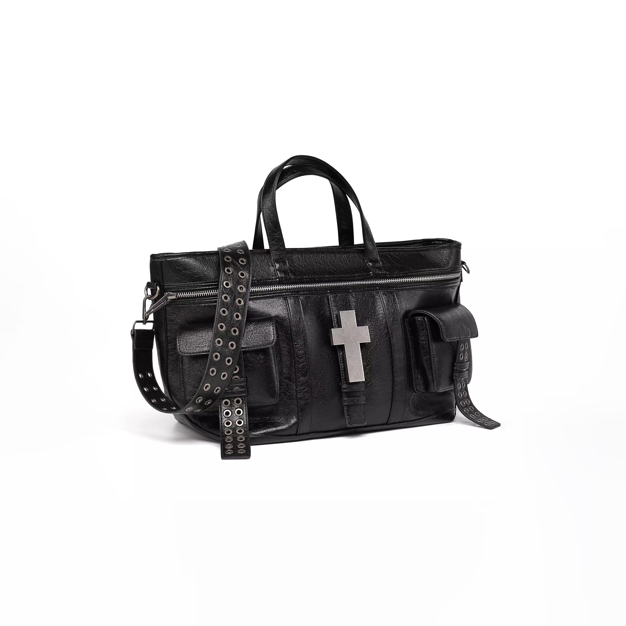 バッグ REBEL WAVE LETHER BACK REBEL WAVE Cross Faux Leather Tote Bag