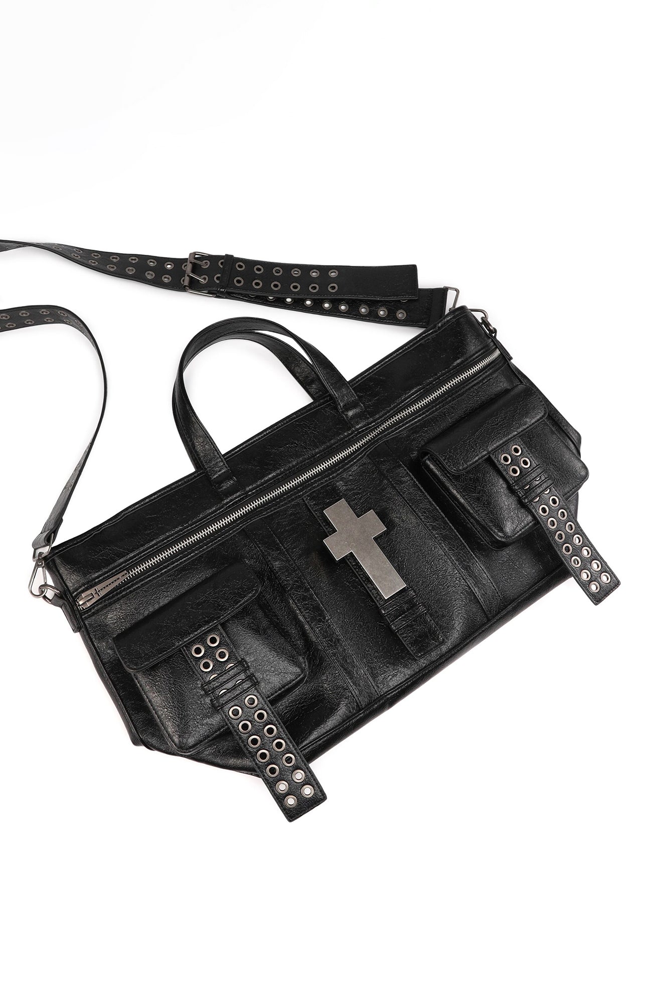REBEL WAVE Cross Faux Leather Tote Bag