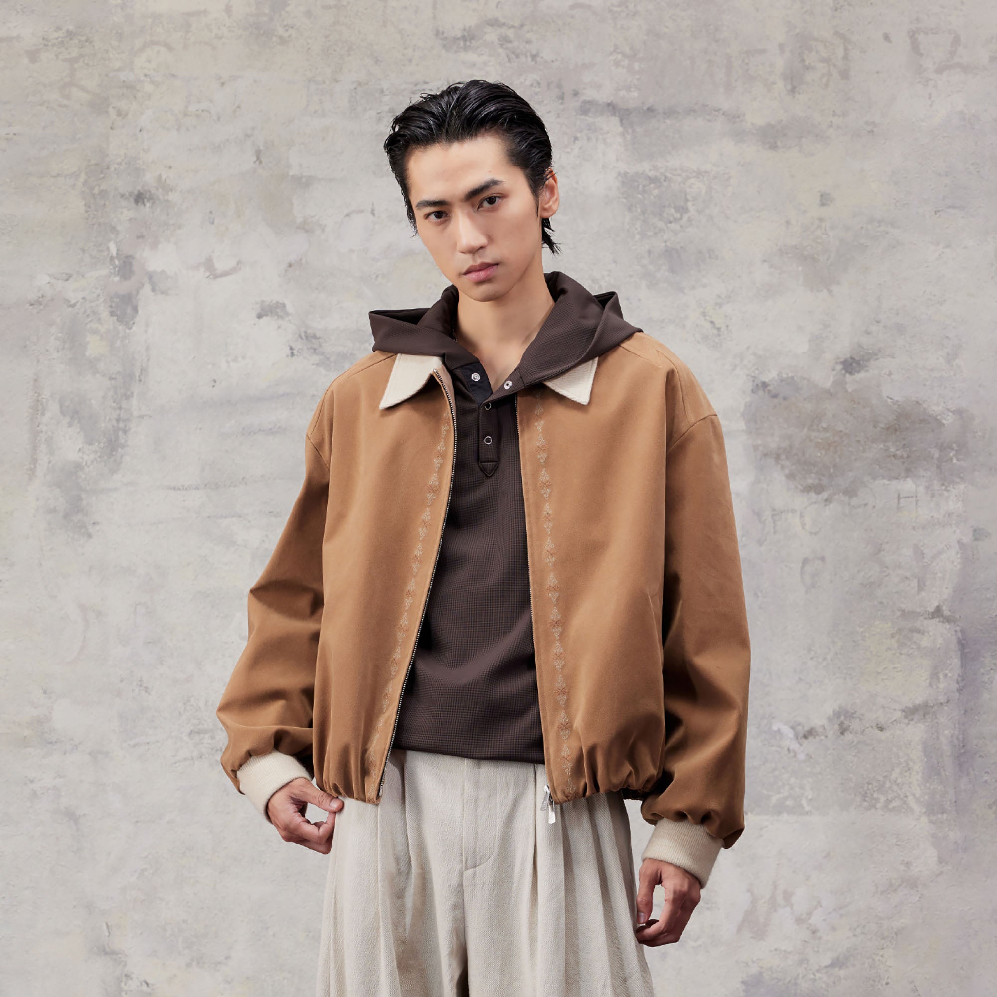 ALVNG AR ANTS Contrast Collar Totem Embroidered Jacket