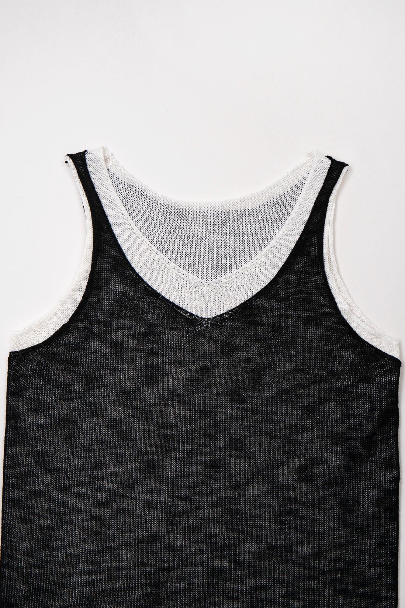 LEONSENSE Contrast Layered V-Neck Knit Tank Top, premium urban and streetwear designers apparel on PROJECTISR.com, LEONSENSE