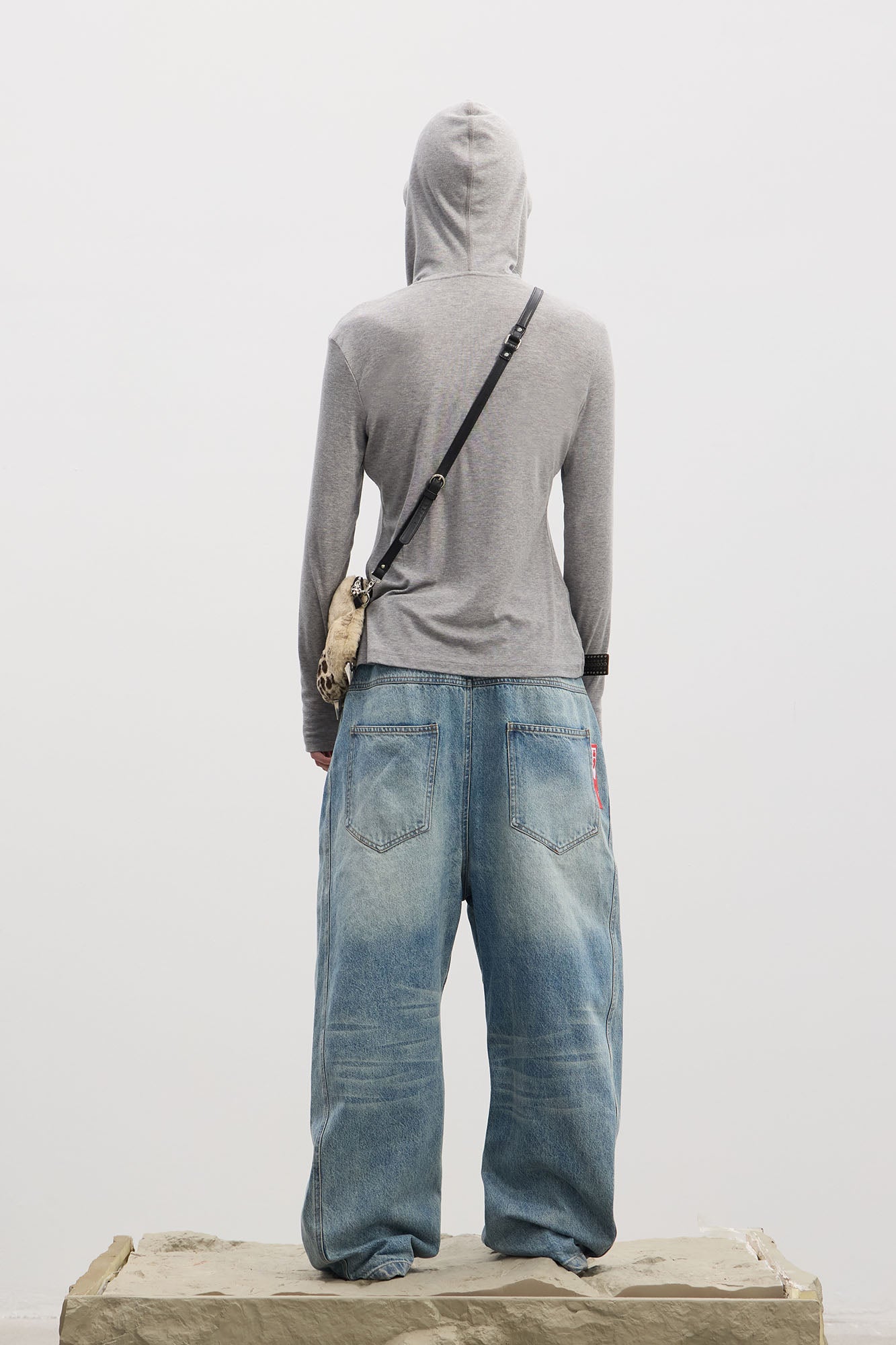 DND4DES Asymmetric Button-Fly Panel Washed Jeans, premium urban and streetwear designers apparel on PROJECTISR.com, DND4DES