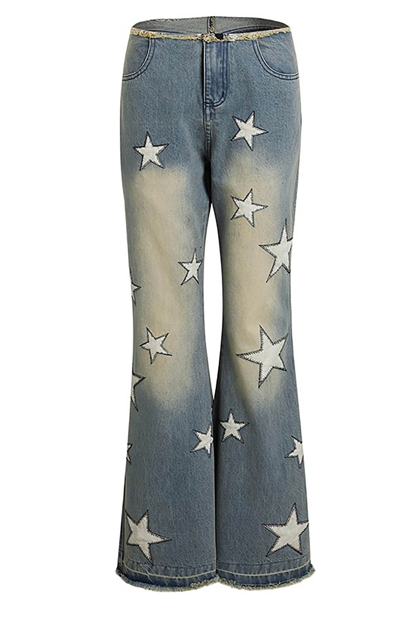 DND4DESxFaychui Starry Bleached Low-Rise Flared Jeans