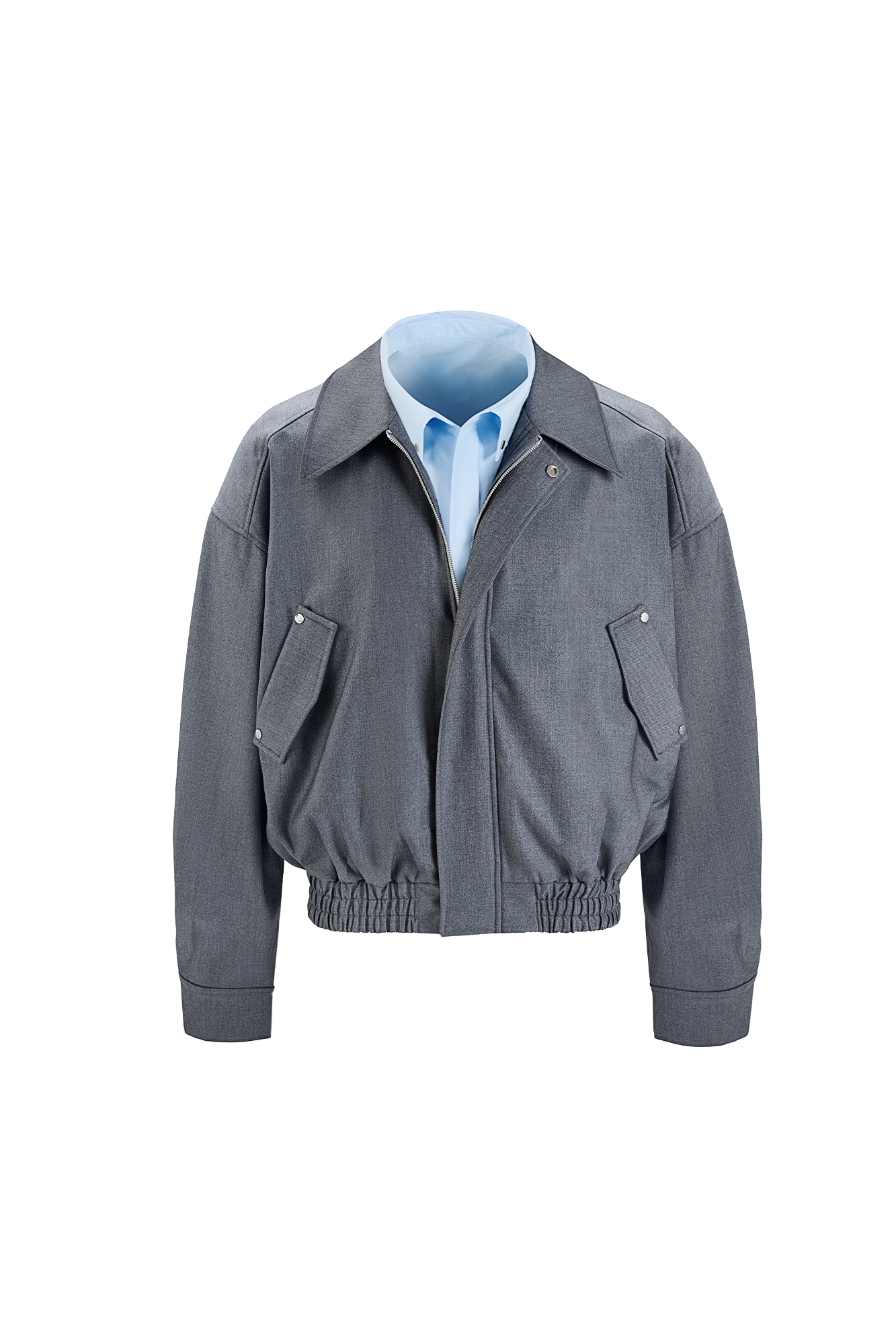 455EMBLE Double-Layered Stand-Collar Jacket