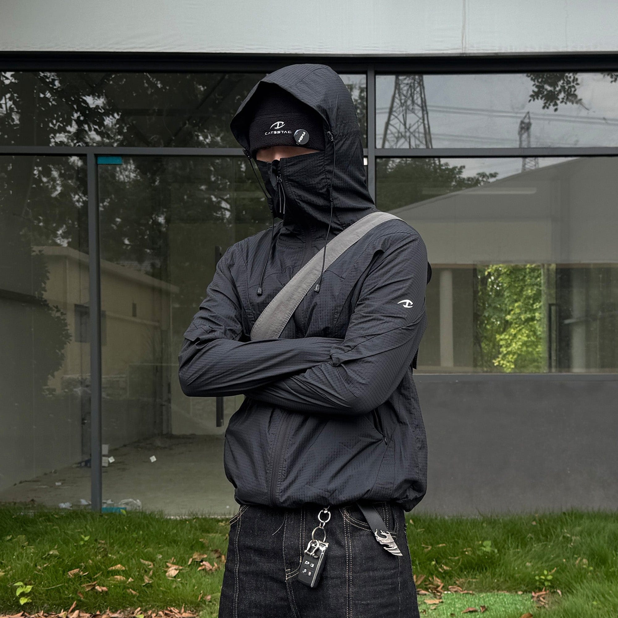 CATSSTAC Arc Panel Dual-Zip UV Protect Hooded Jacket, premium urban and streetwear designers apparel on PROJECTISR.com, CATSSTAC