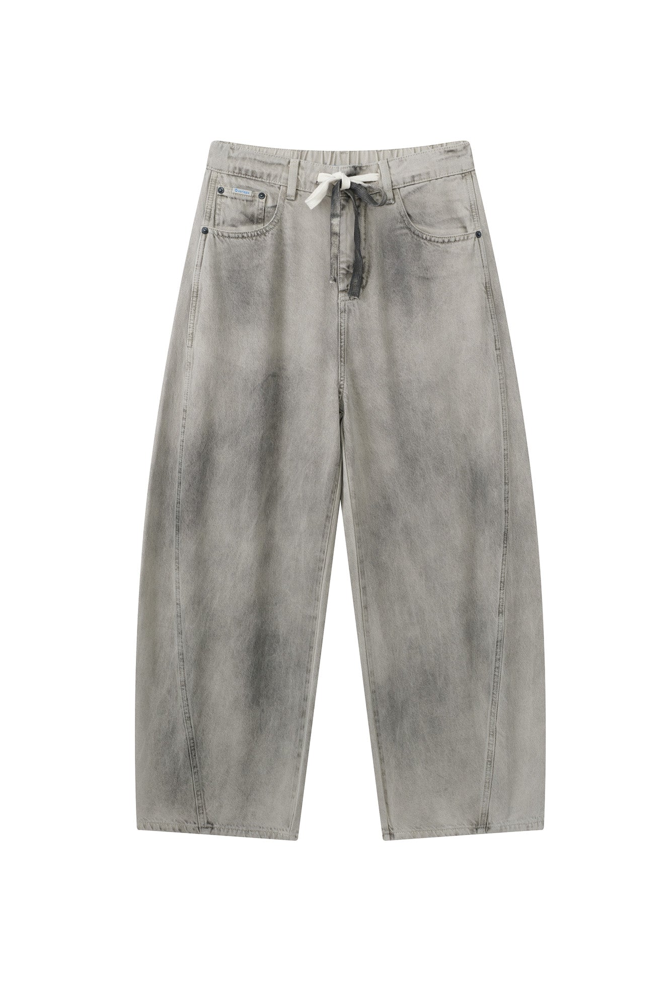 OVERLAPS Washed Drawstring Wide-Leg Jeans, premium urban and streetwear designers apparel on PROJECTISR.com, OVERLAPS
