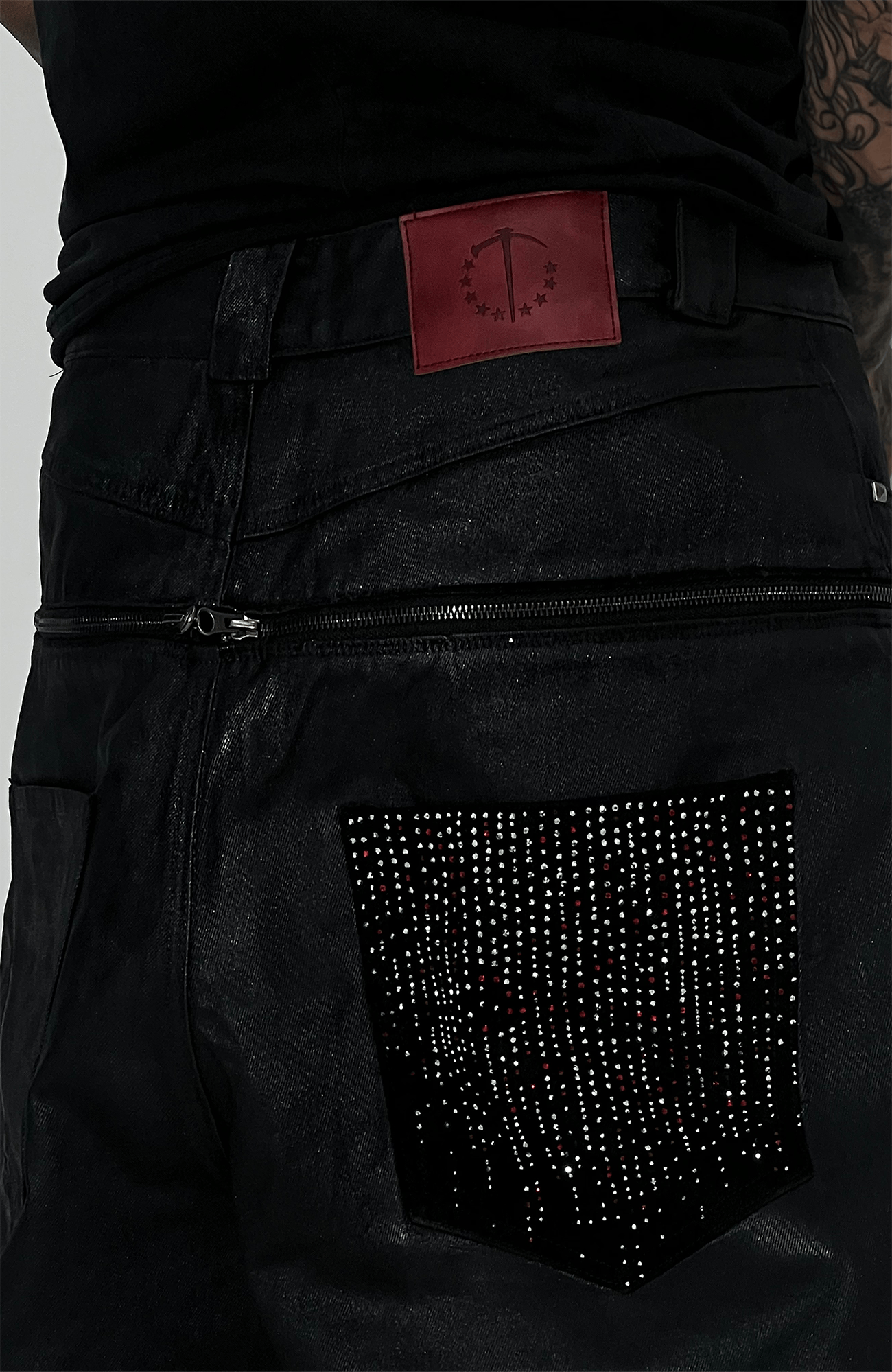 TECNINEGROUP Waxed Double-Knee Diamond Pockets Jeans