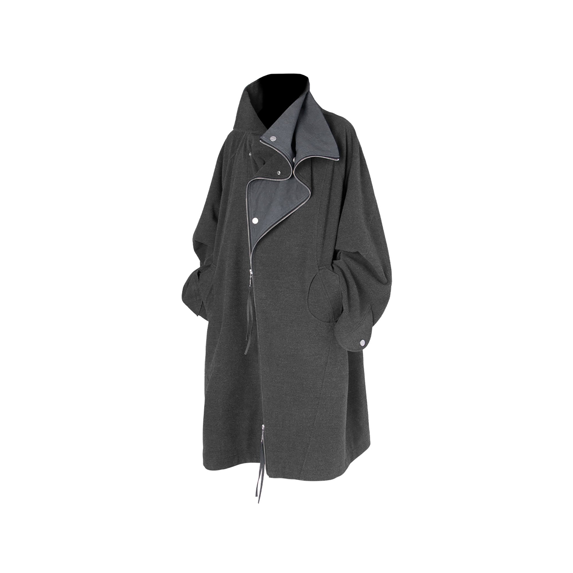 RELABEL Layered Placket Wool Blend Coat