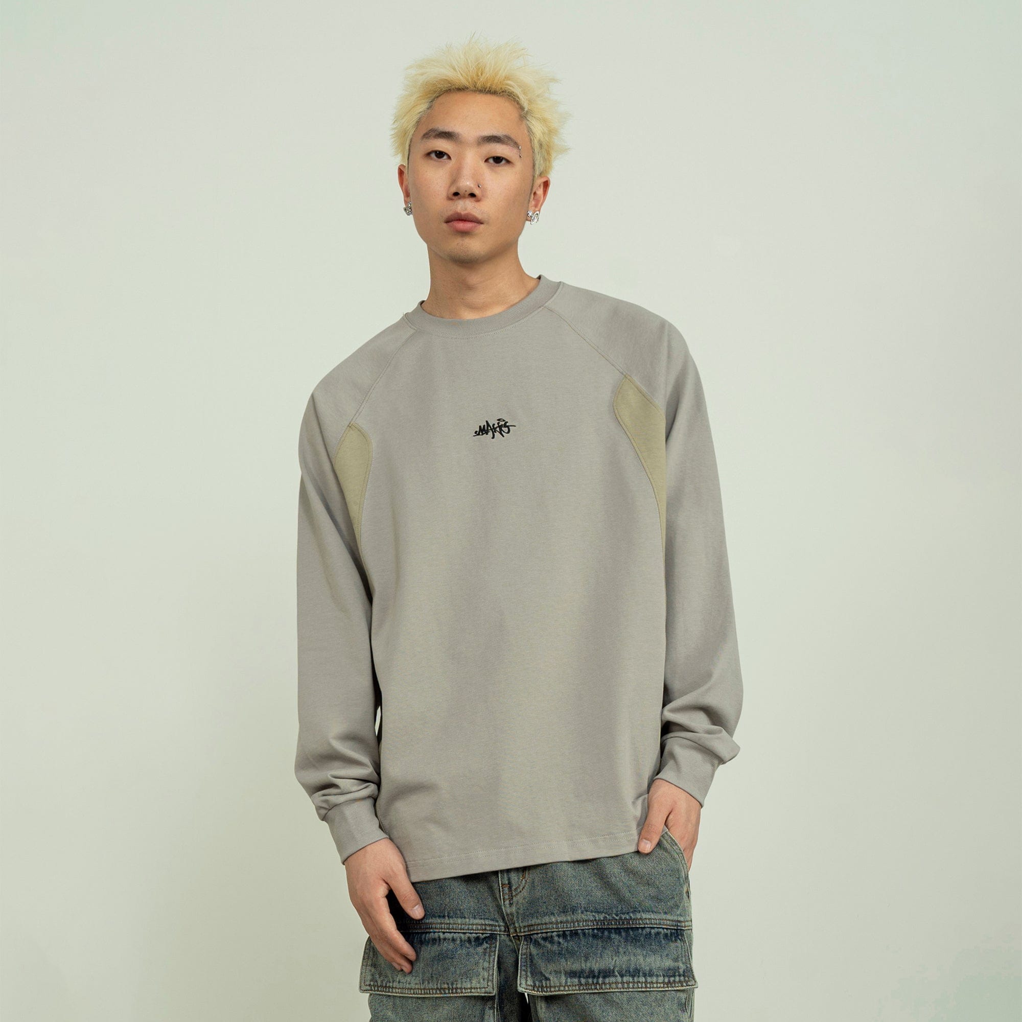 MAKEMORE Modern Deconstructed Embroidered Long-Sleeve Tee