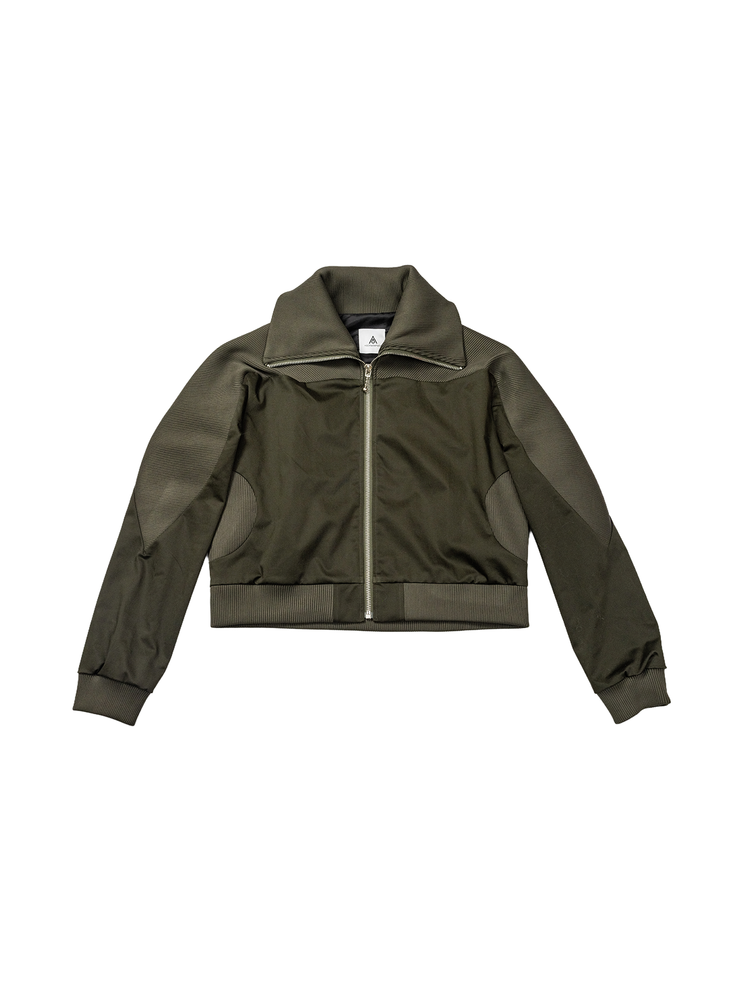 KADAKADA Rib-Spliced Stand-Collar Cropped Jacket