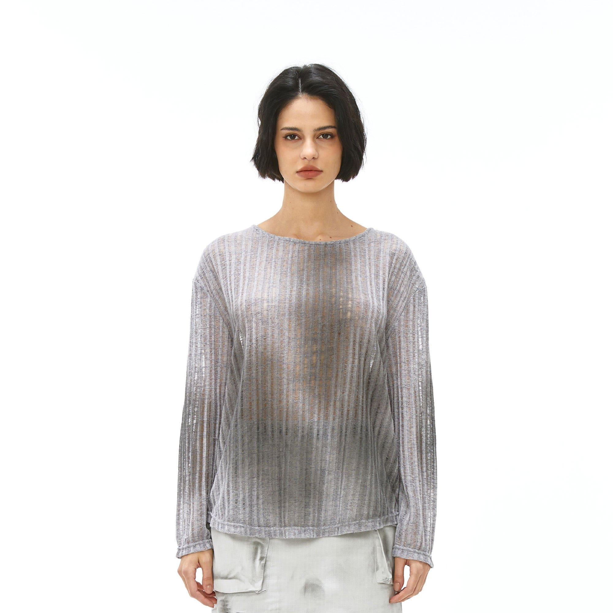 VANN VALRENCE Essential Gradient Sheer Long-Sleeve Tee, premium urban and streetwear designers apparel on PROJECTISR.com, VANN VALRENCE