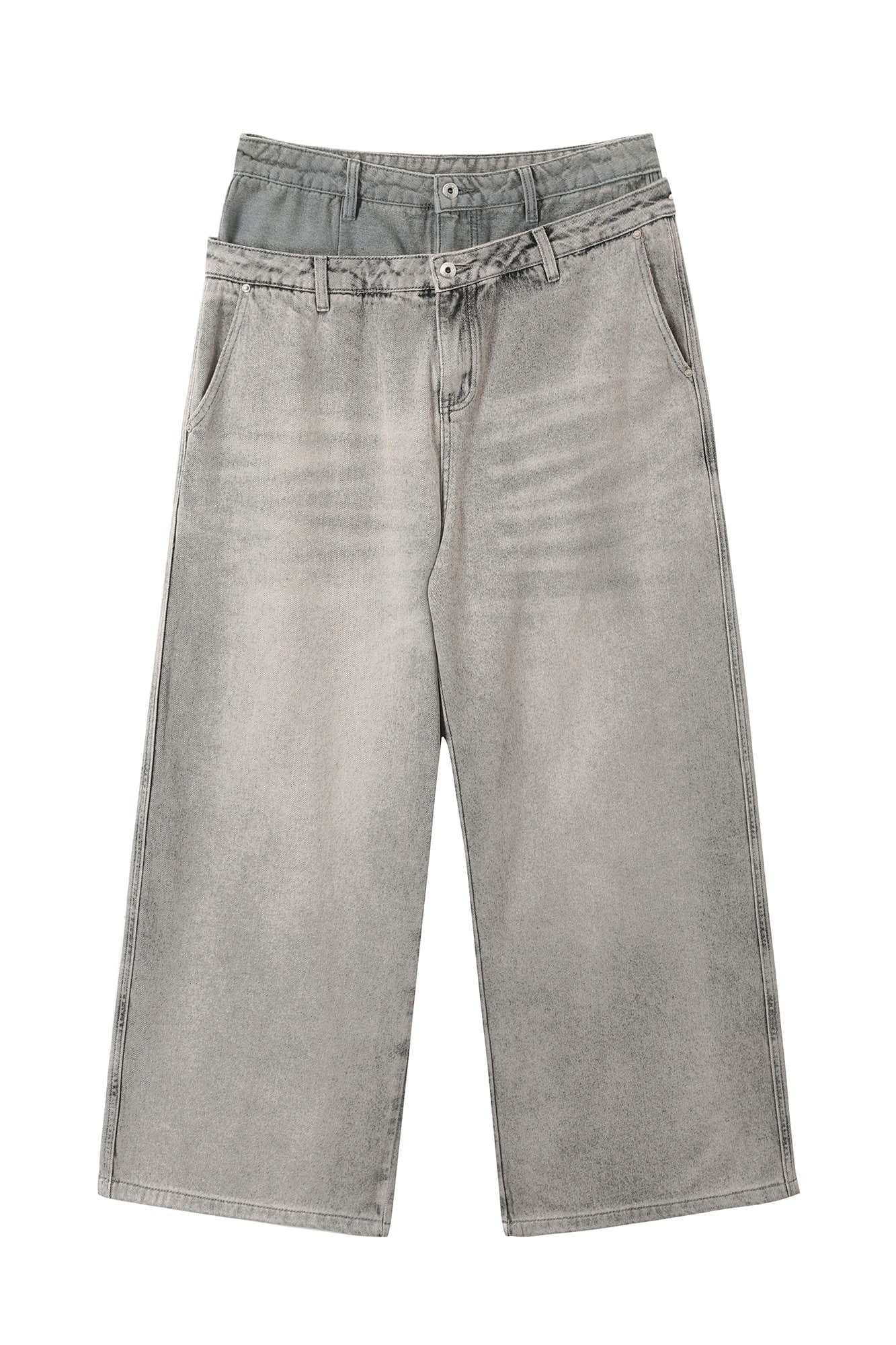 KREATE Washed Double-Waist Jeans