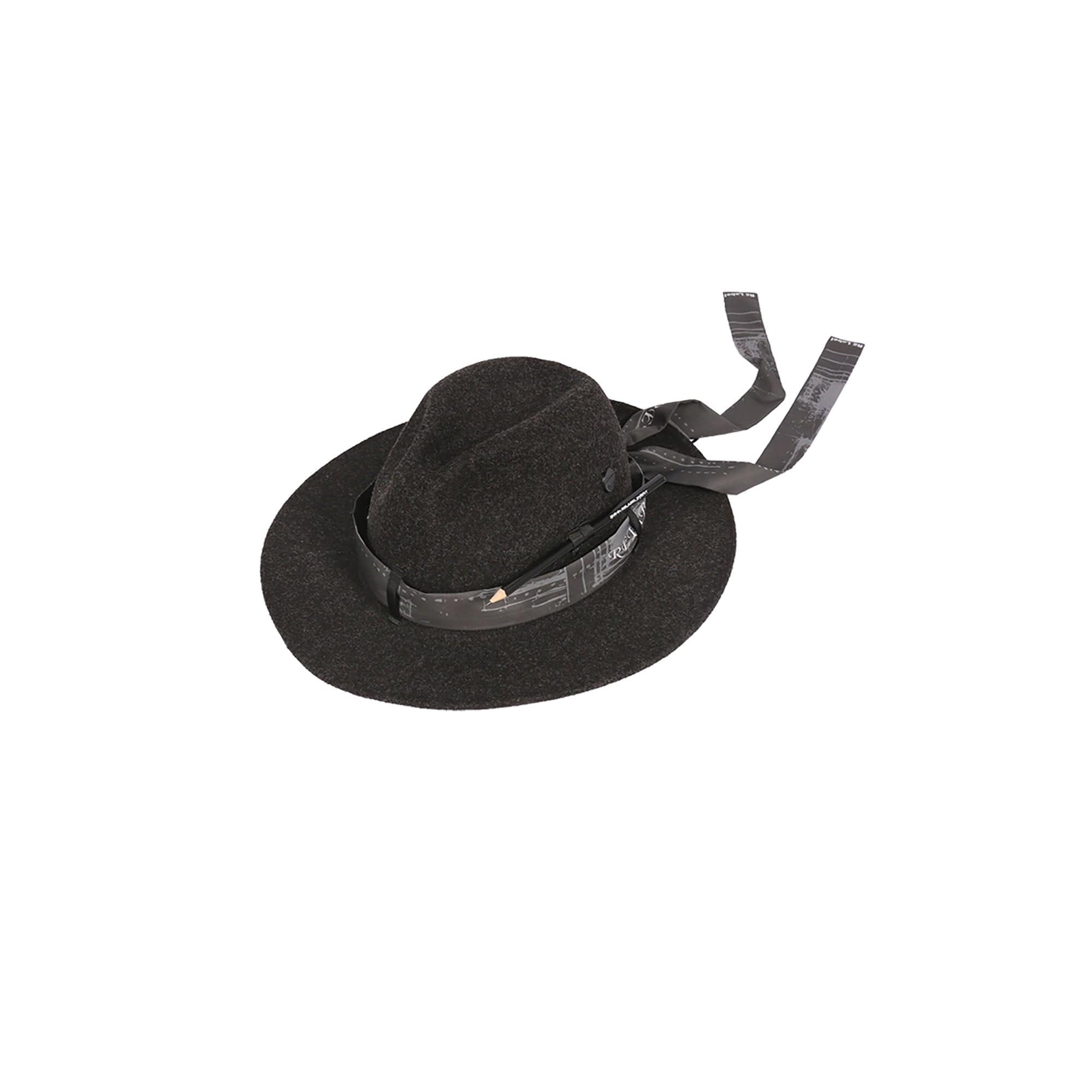 RELABEL Wool Felt Detachable Silk-Scarf Fedora Hat, premium urban and streetwear designers apparel on PROJECTISR.com, RELABEL