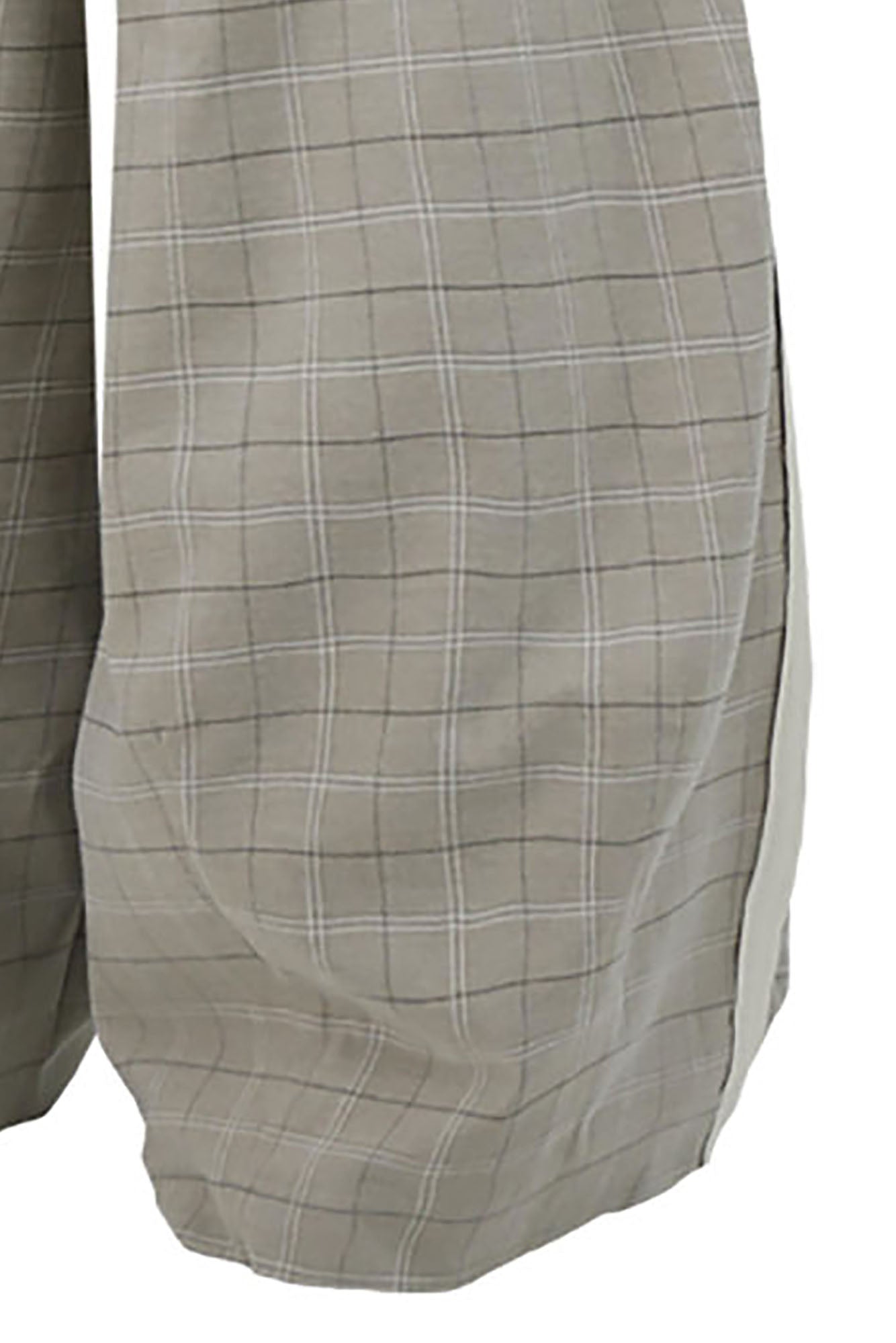 RELABEL Pleated Plaid Wide-Leg Drawstring Trousers Beige