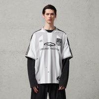ORGANIC EMOTION Striped Badge Graphics Soccer Jersey