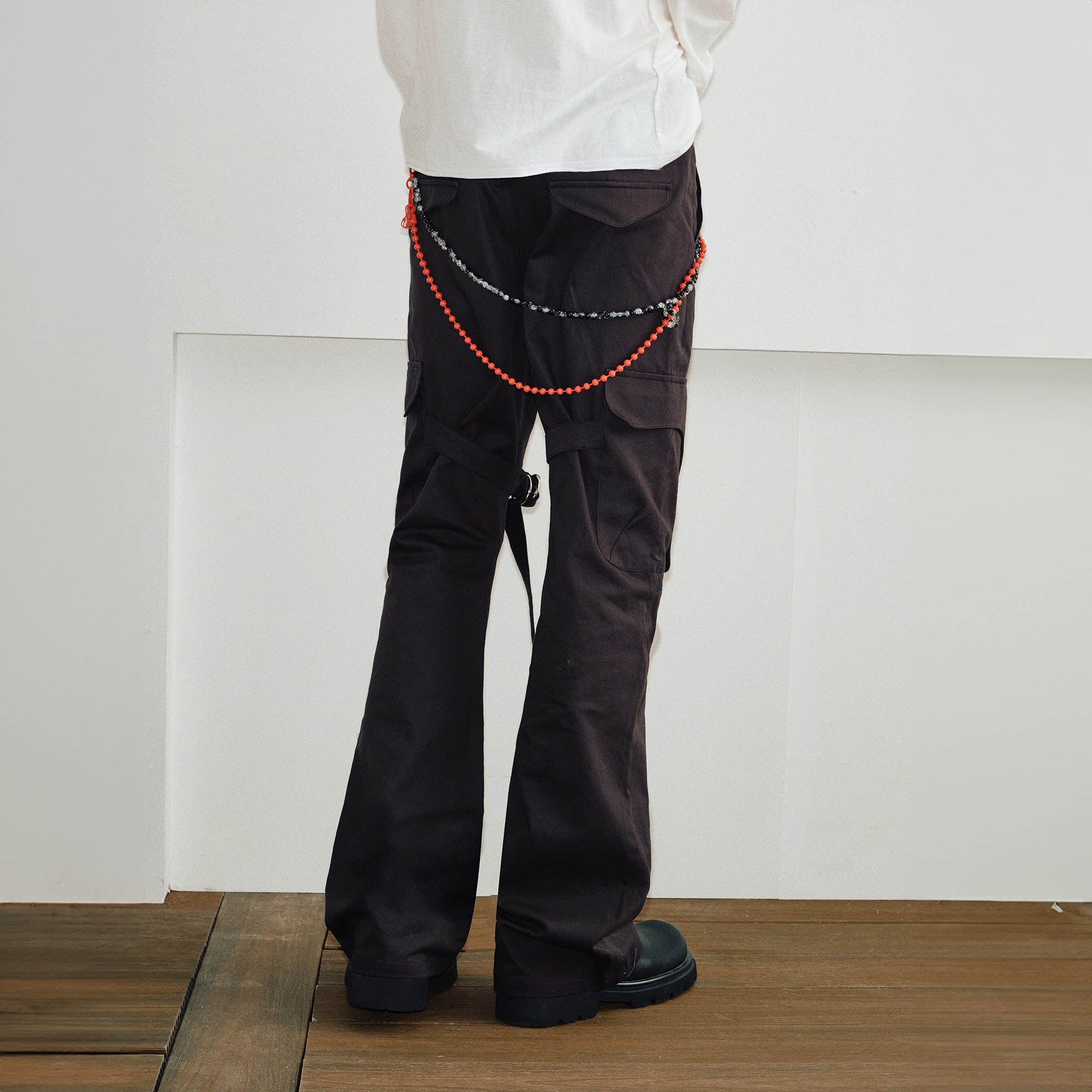 KREATE Multi-Pocket Strap Flared Pants