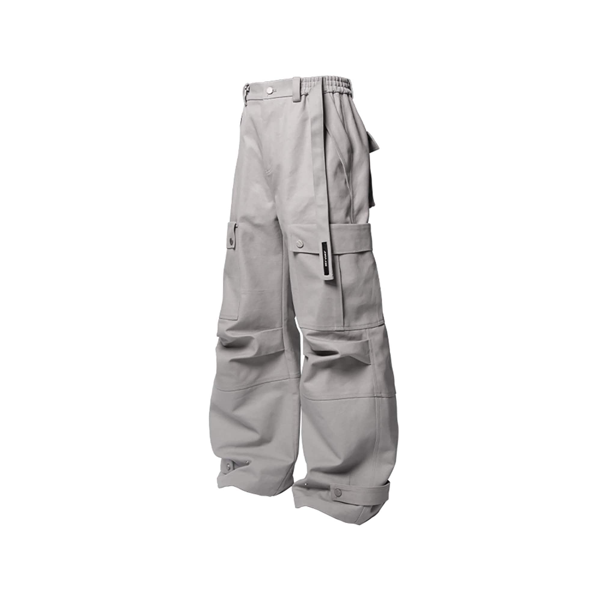 RELABEL Multi-Pocket Oversized Workwear Cargo Pants Gray, premium urban and streetwear designers apparel on PROJECTISR.com, RELABEL