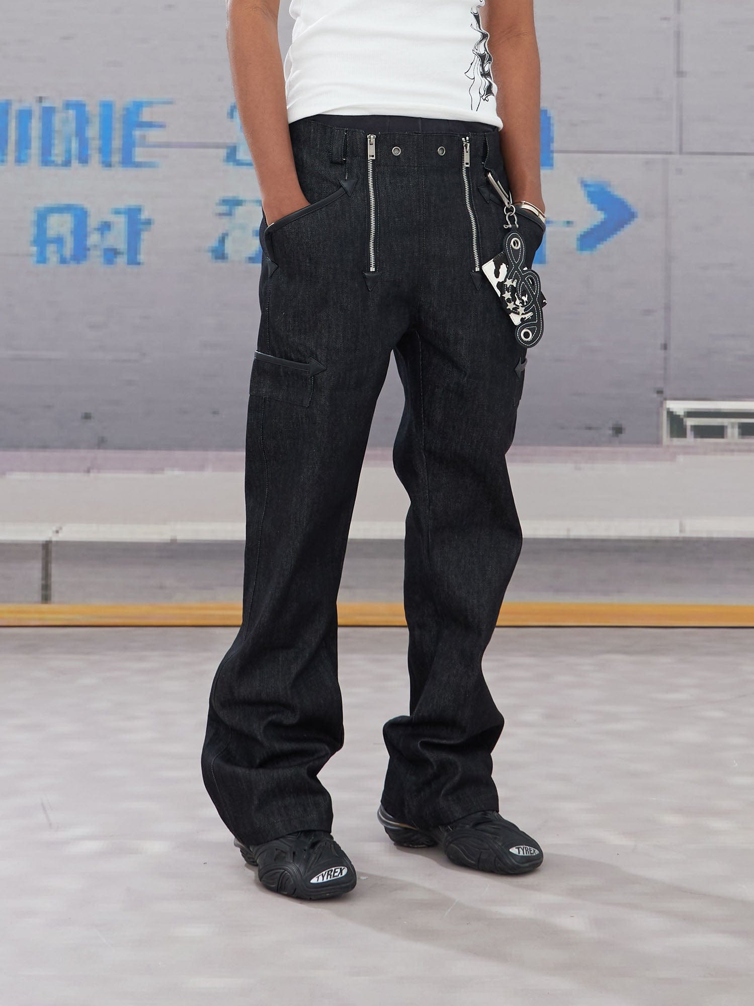 DND4DES Double-Zipper Multi-Pocket Raw Jeans, premium urban and streetwear designers apparel on PROJECTISR.com, DND4DES