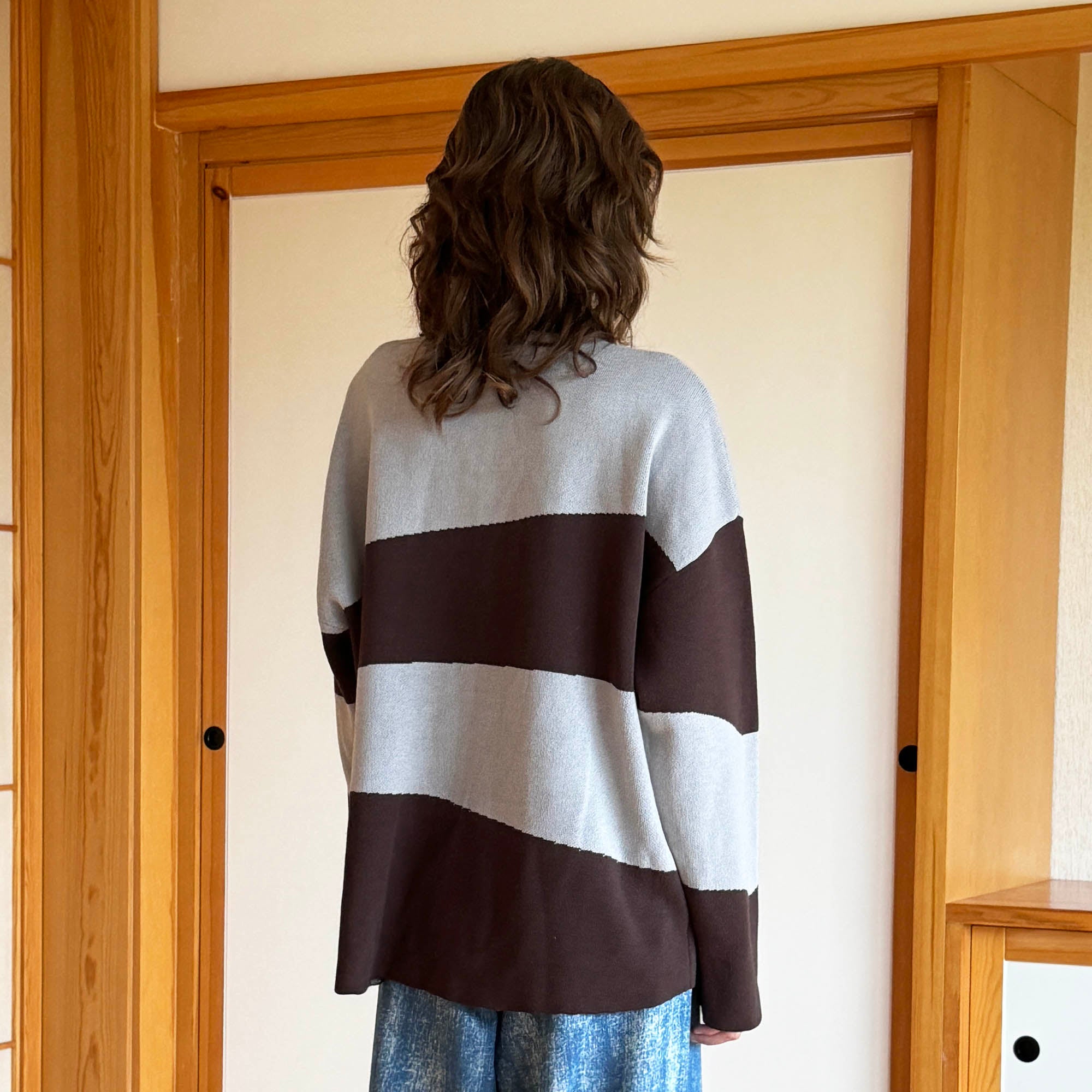 MIICHOUS Nature Magazine Ripple Stripe Polo Sweater