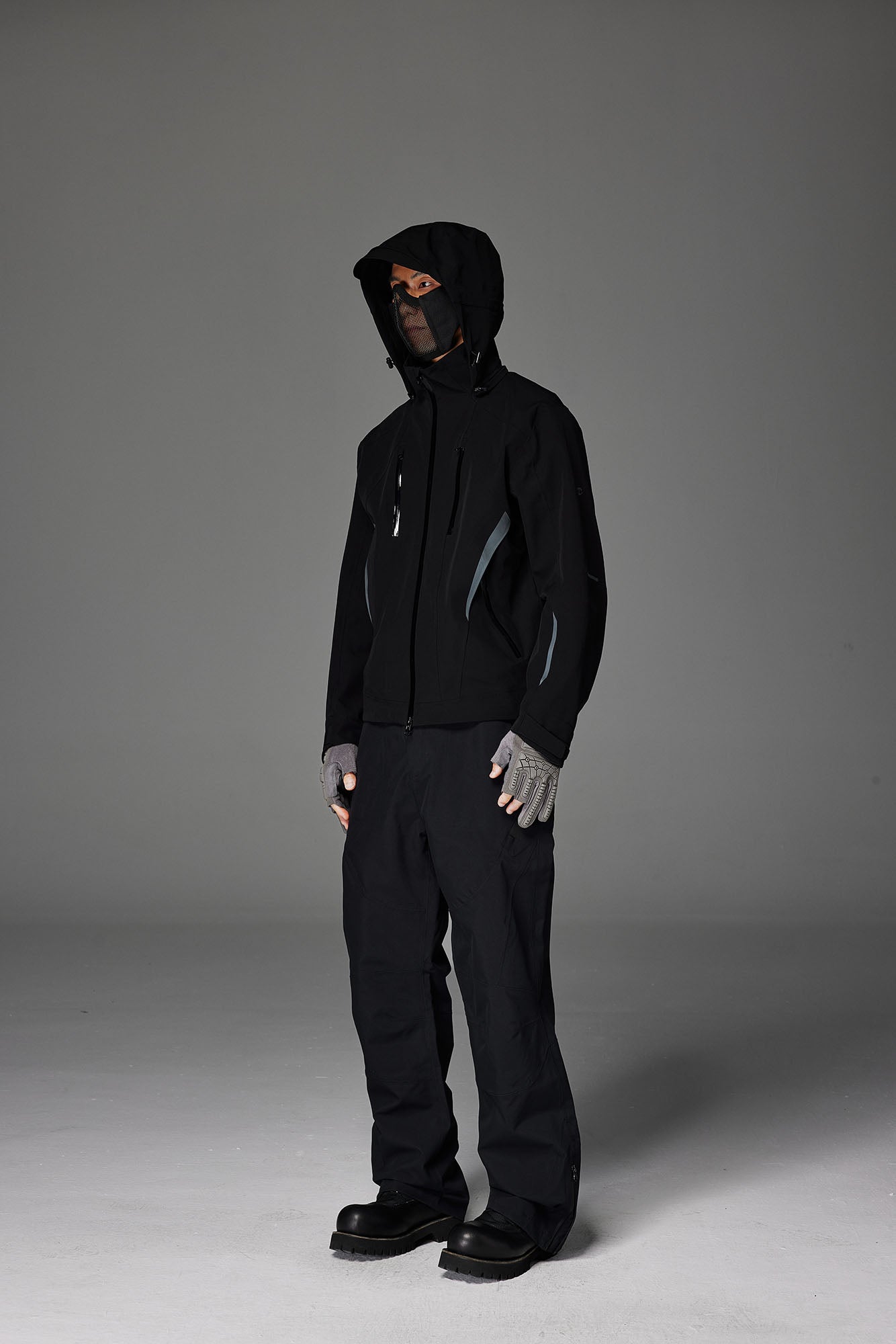 CATSSTAC Reflective Panels Tech Windbreaker Hooded Jacket