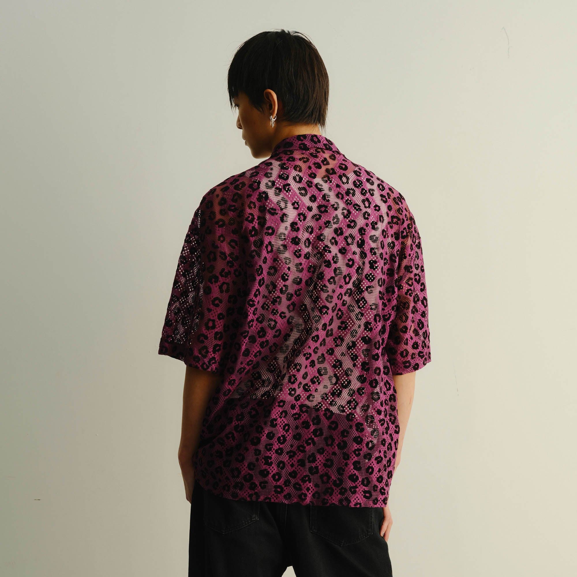 KADAKADA Leopard Lace Bone-Button Shirt