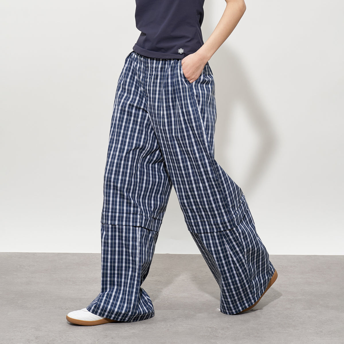 FMACM Detachable Plaid Straight-Leg Pants
