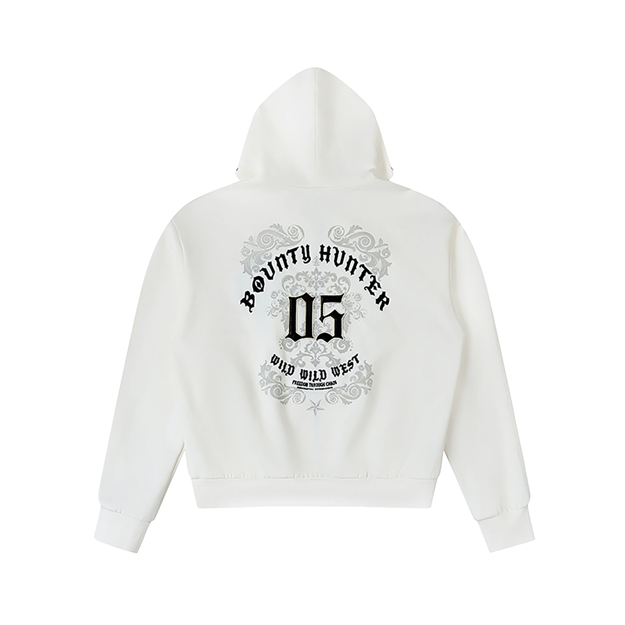 SAVAGEGROWTHWORLD Gothic Lettering Embroidered Zip-Up Hoodie