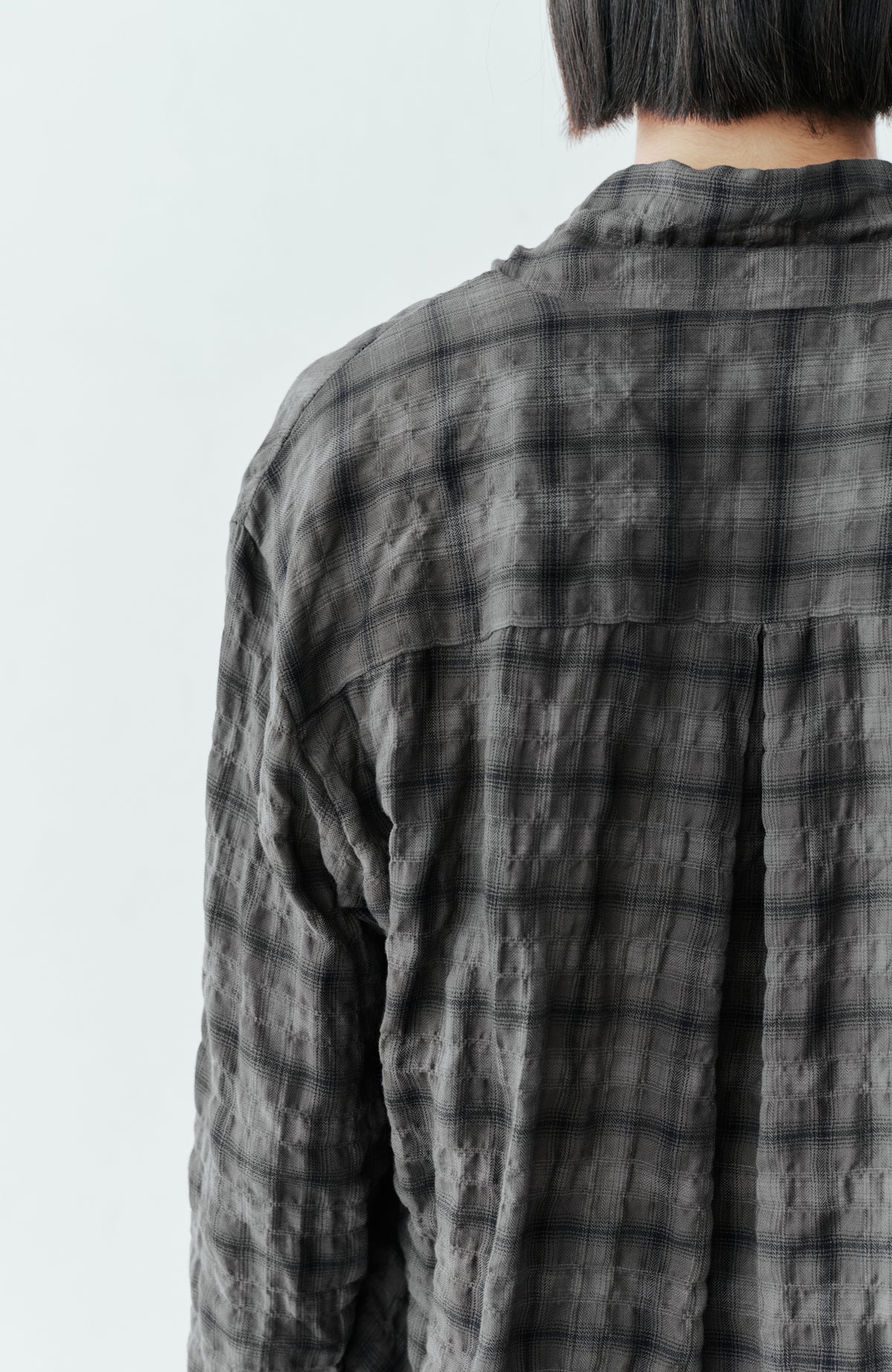 GRAINMUSTARD Plaid Crinkled Cowl Neck Shirt