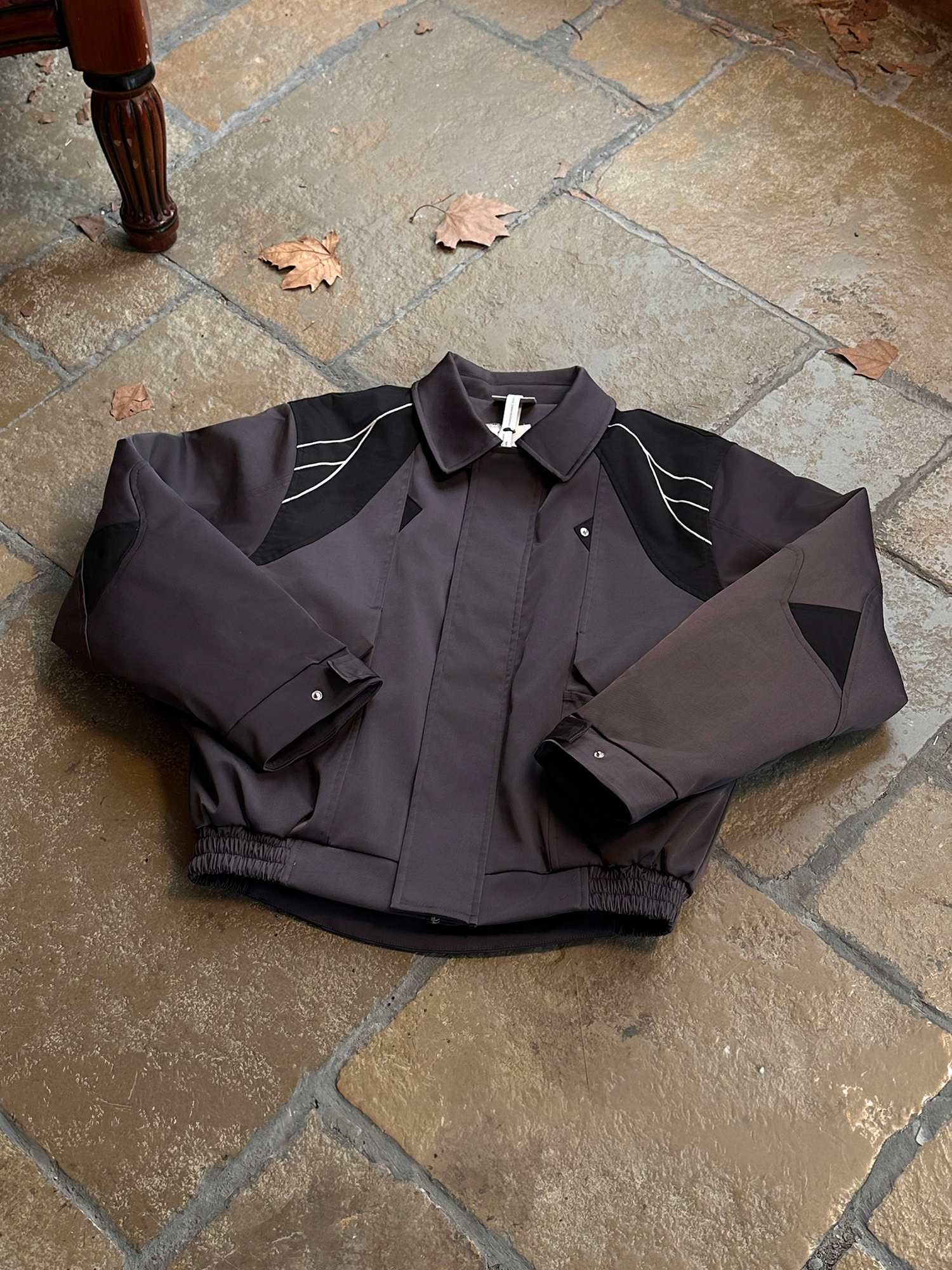 ESAIAS Satin Contrast Panel Puffer Jacket
