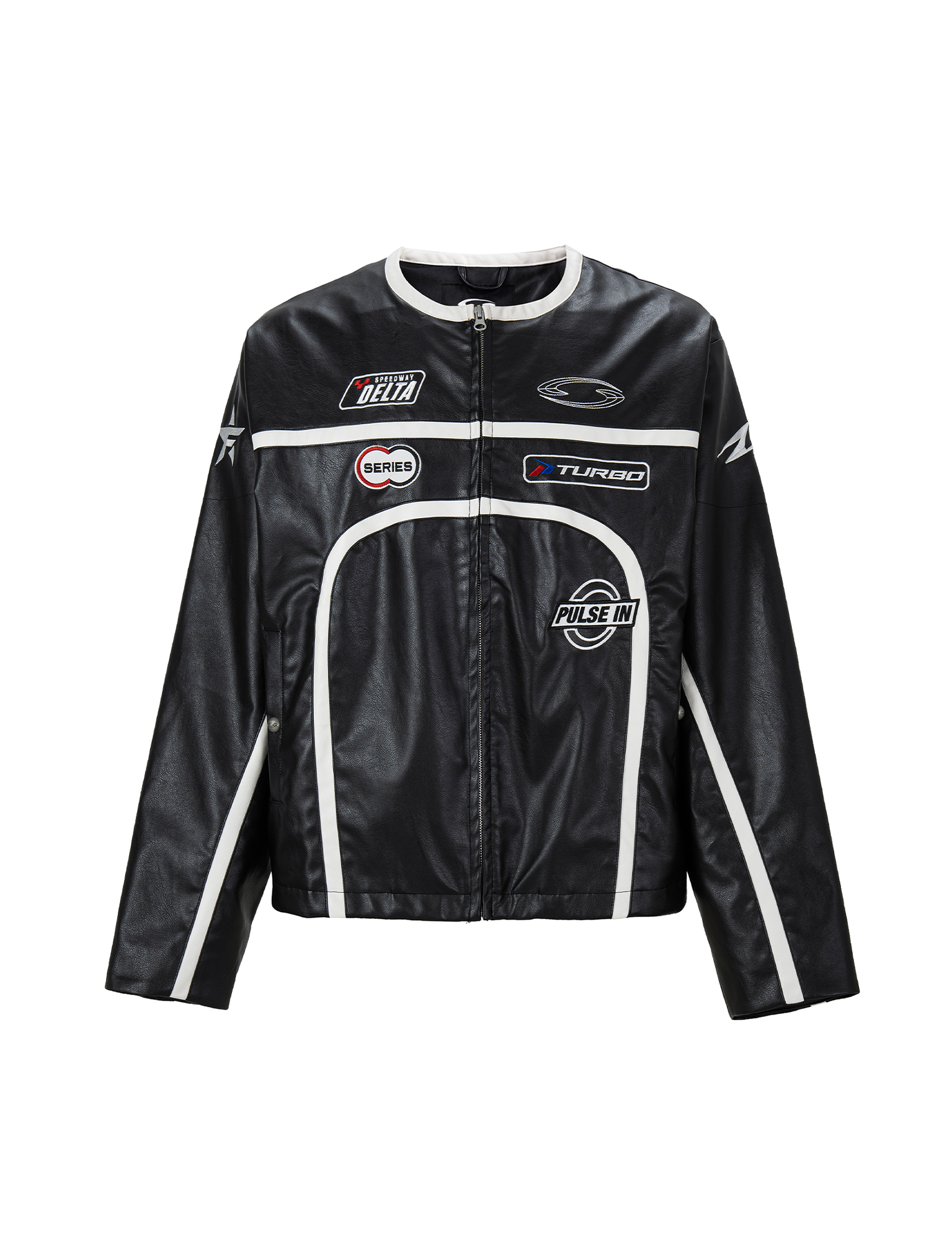 F2CE Racing Patch Contrast Panel PU Moto Jacket