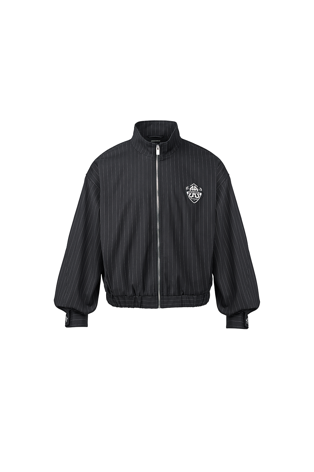 455EMBLE Pinstripe Badge Wool-Blend Blouson Jacket