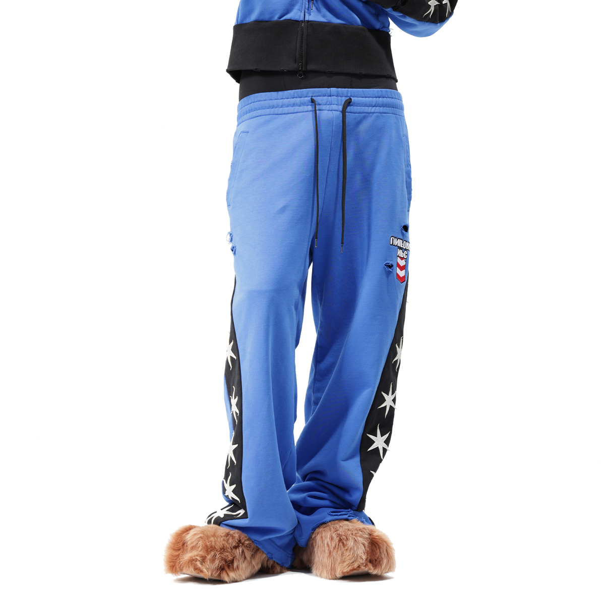 VANGUARDIA Contrast Star Graphic Spliced Sweatpants