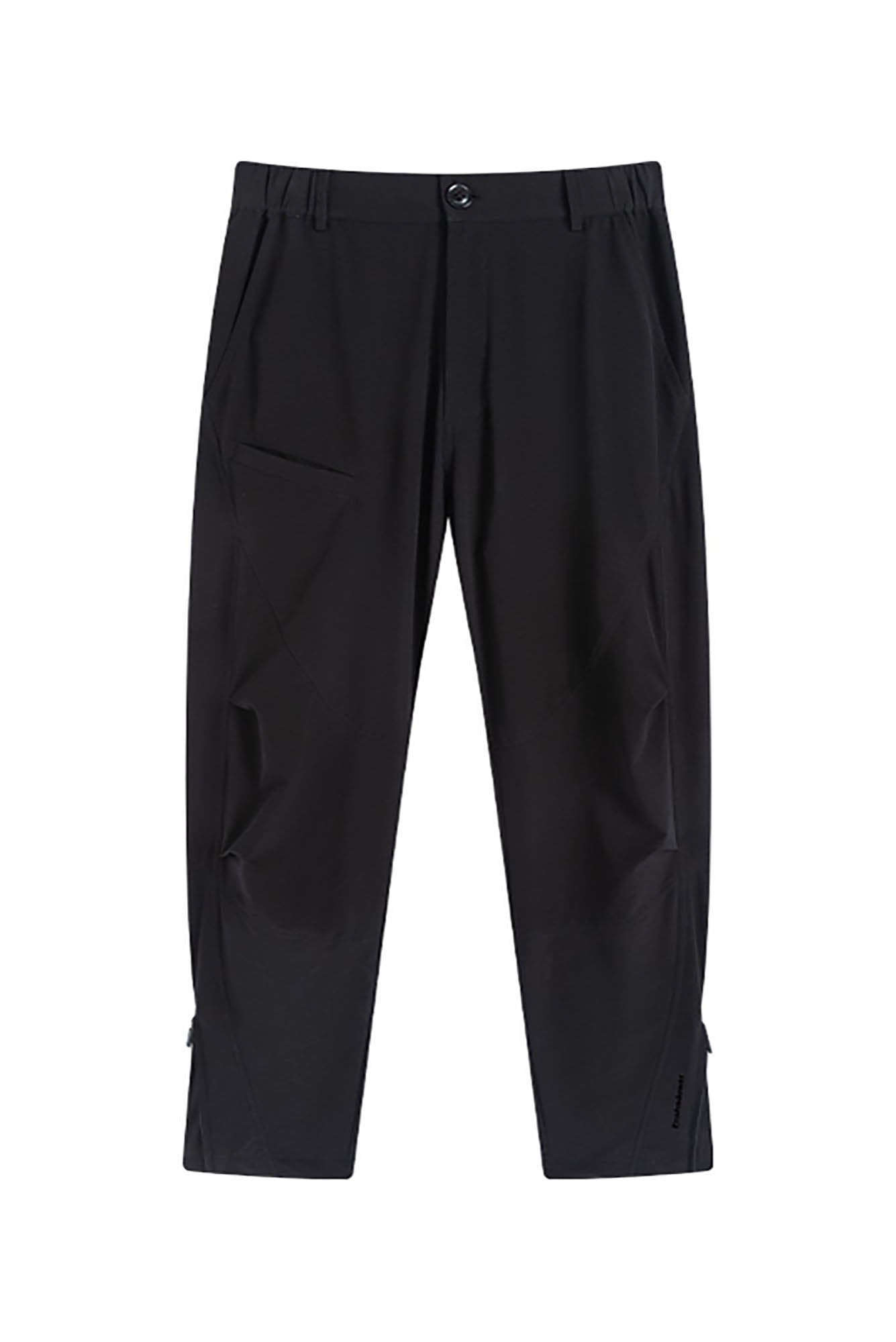 ENSHADOWER Spliced Crinkled Zippered Jogger Pants Black