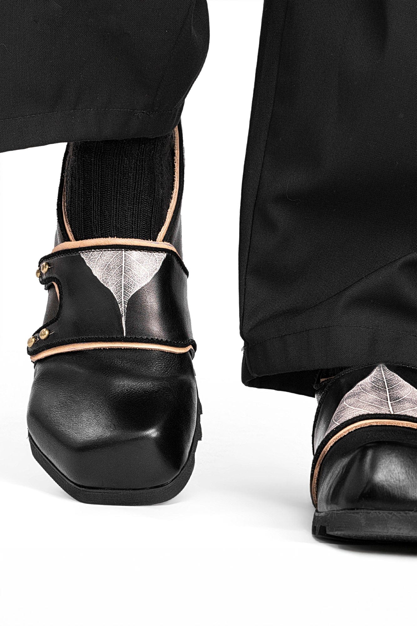 REWRITE×NO SENSE Leaf Cowhide Velcro Loafers, premium urban and streetwear designers apparel on PROJECTISR.com, REWRITE