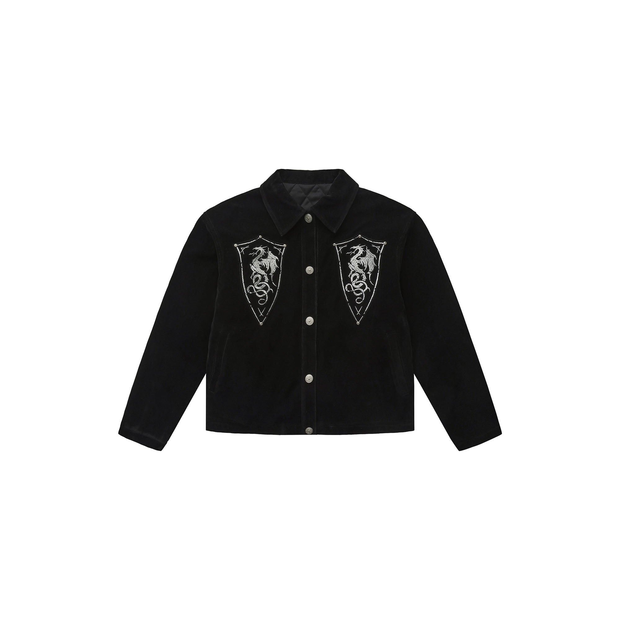LUUUCAM Dragon Embroidered Suede Jacket