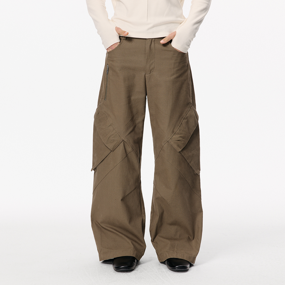 KREATE Washed Multi-Pocket Paneled Cargo Pants