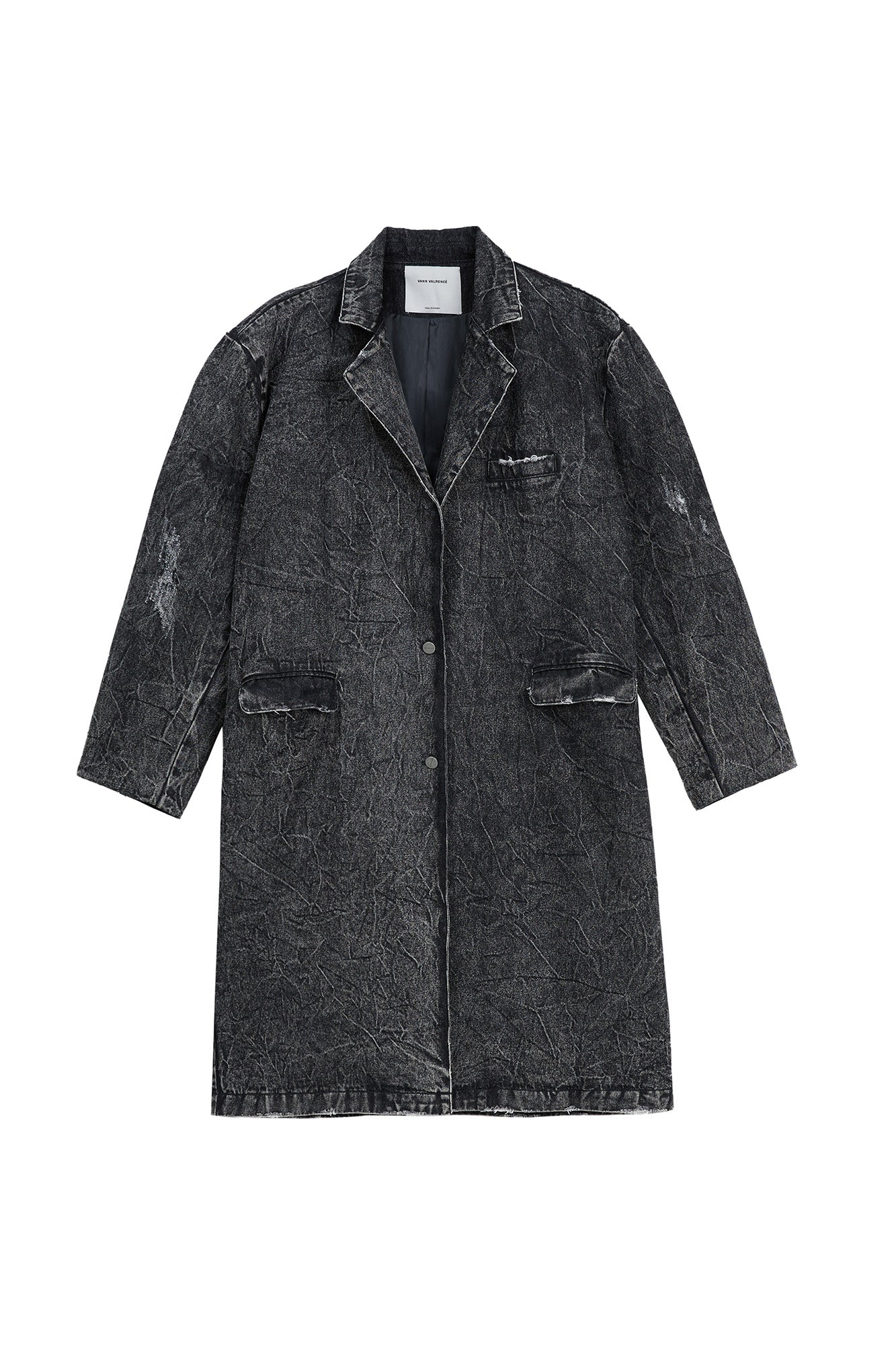 VANN VALRENCE Distressed Washed Denim Coat