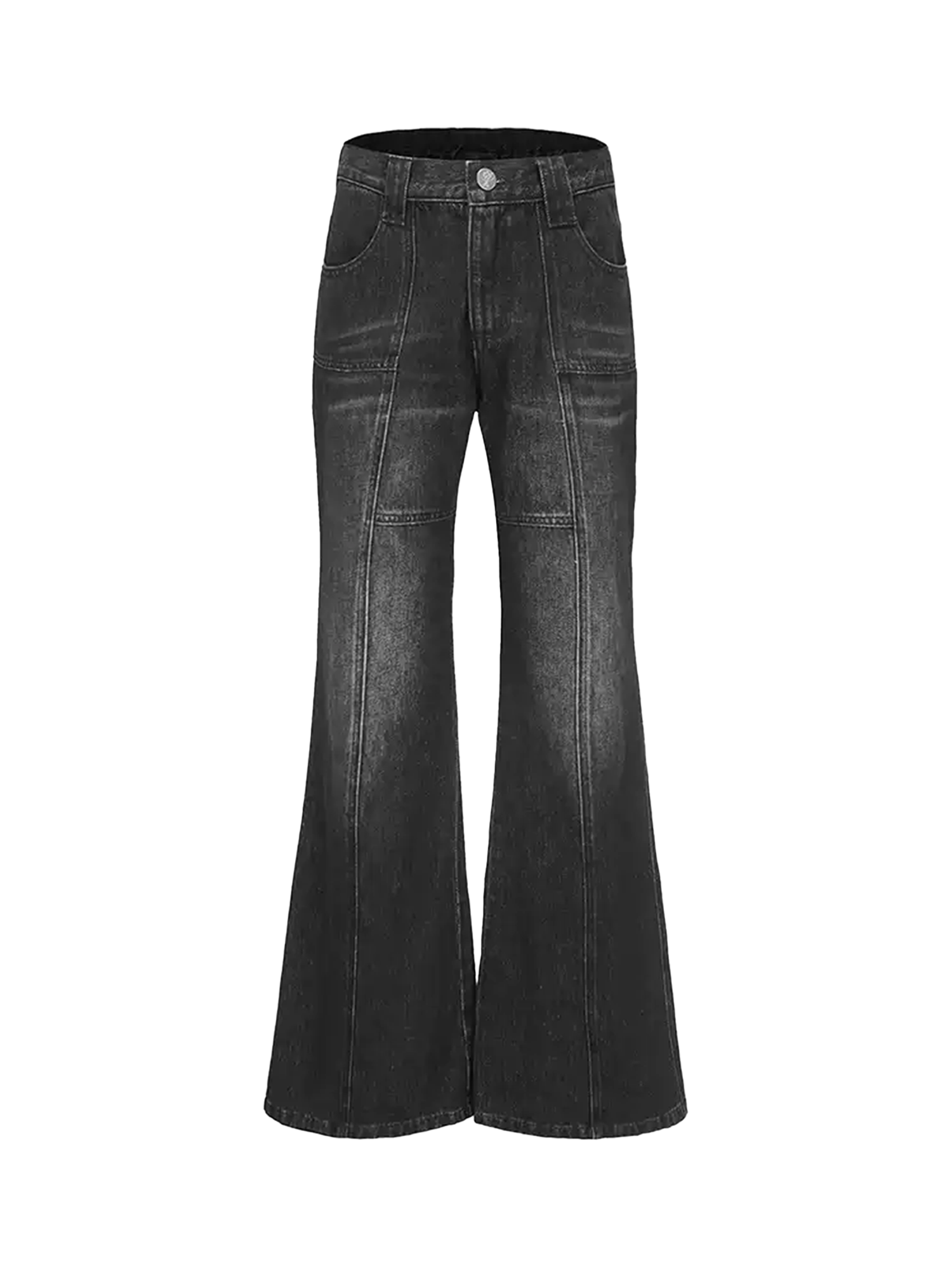 ERISSTOFF Washed Lace-Up Flared Jeans
