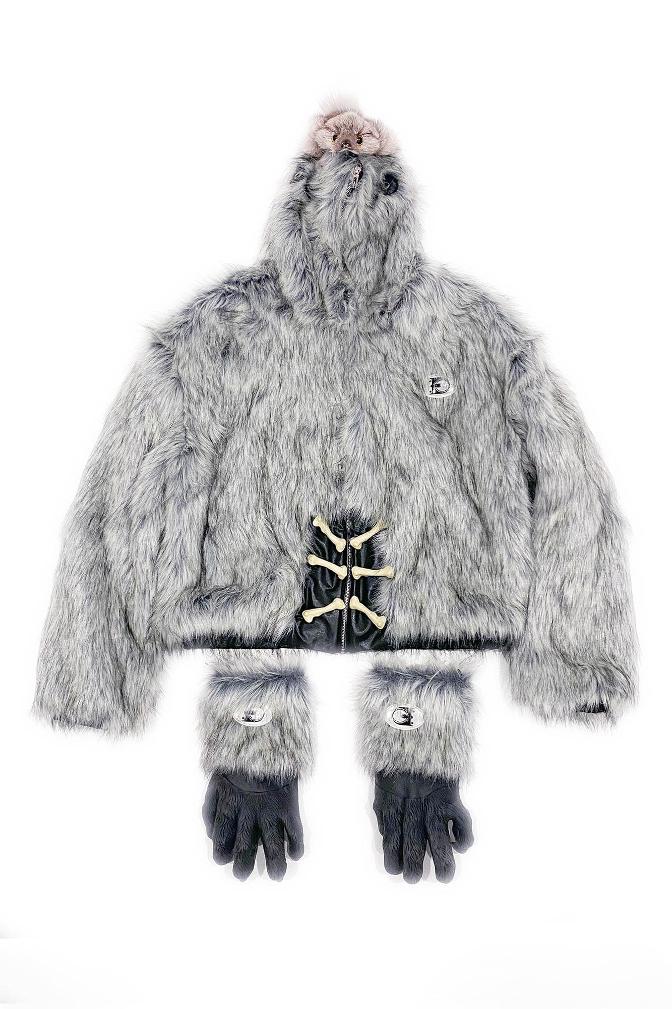 EMBRYO Detachable Beast Claw Faux Fur Hooded Jacket, premium urban and streetwear designers apparel on PROJECTISR.com, EMBRYO